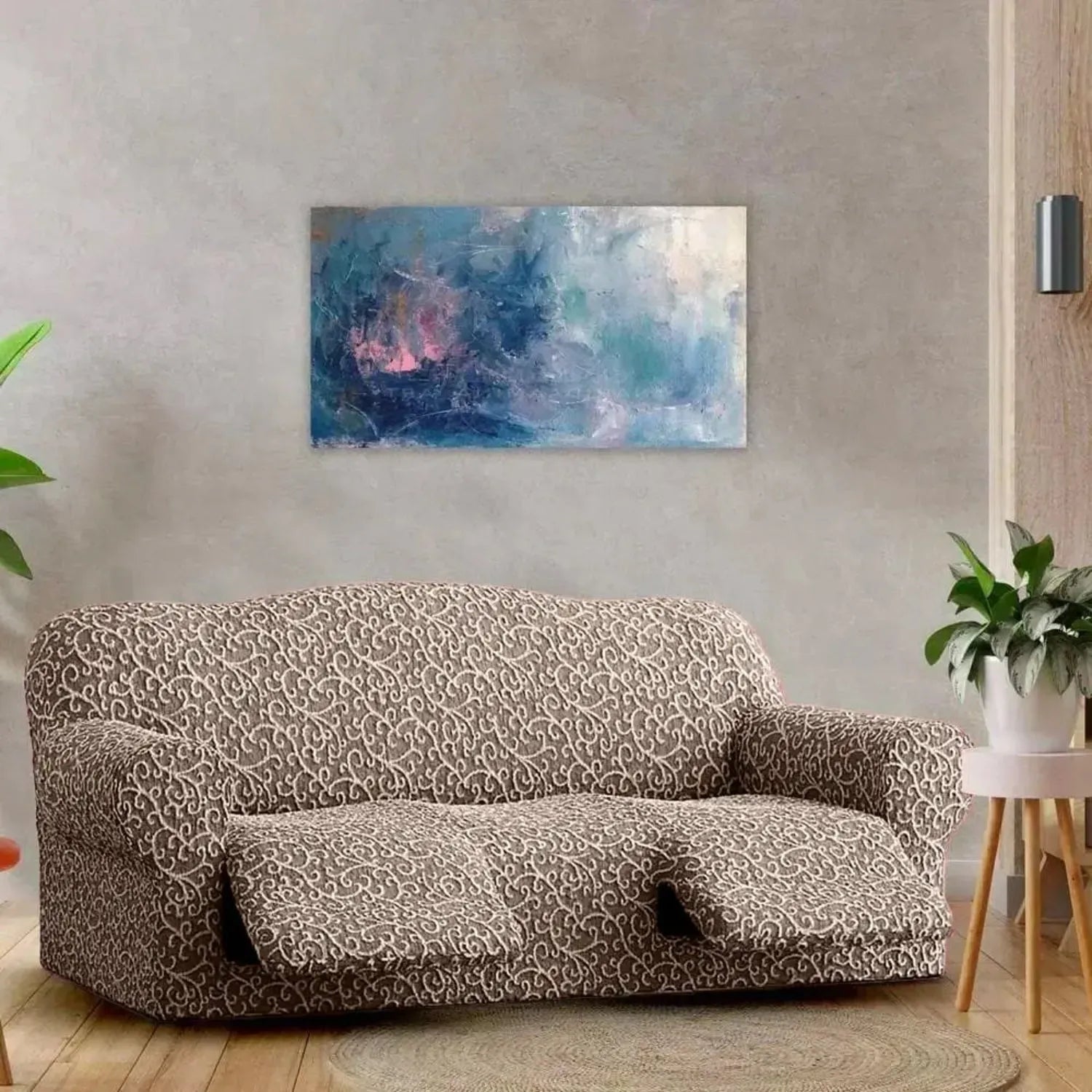 3 Seater Recliner Slipcover - Jacquard 3D Collection Sofa Cover | Stretchable Furniture Protector for Living Room, Home Theater & Family Room