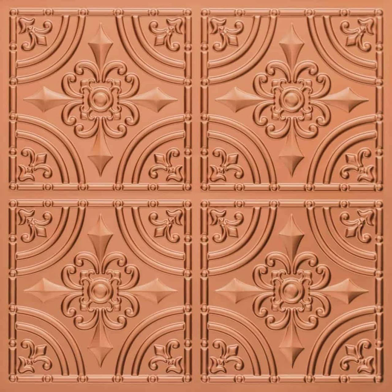 25-Pack Wrought Iron Faux Tin Ceiling Tiles in Copper Finish - Vintage Style Metal Ceiling Panels for Home, Restaurant & Office Decor