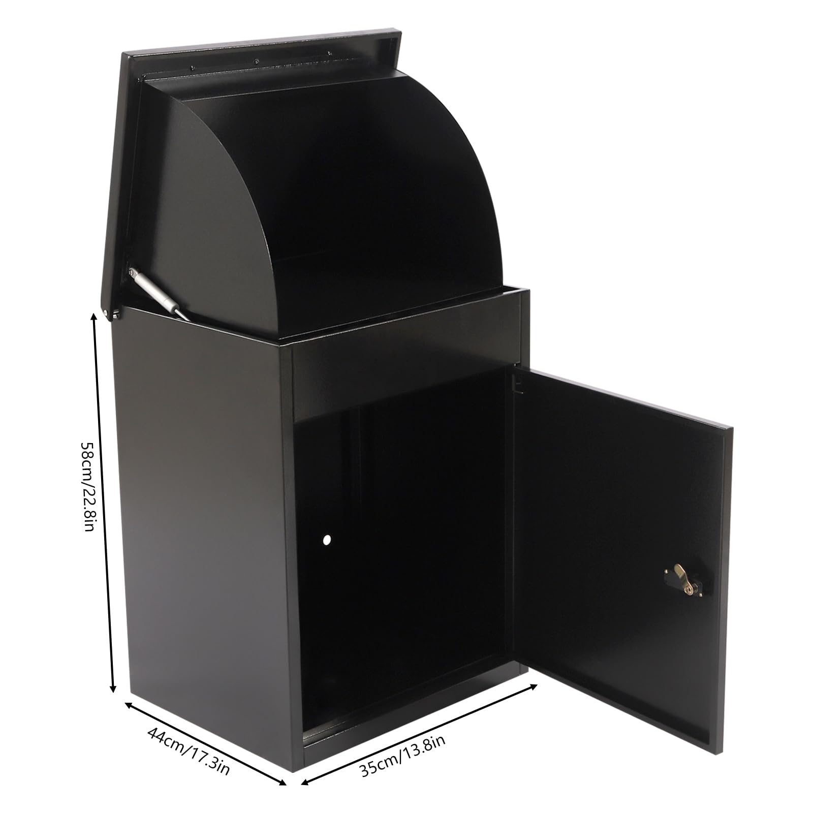 16.13x13x22in Wall Mounted Anti-Theft Parcel Drop Box with Code Lock - Large Outdoor Package Delivery Mailbox for Secure Shipping (Black) - Perfect for Porch, Front Door & Apartment Building Deliveries
