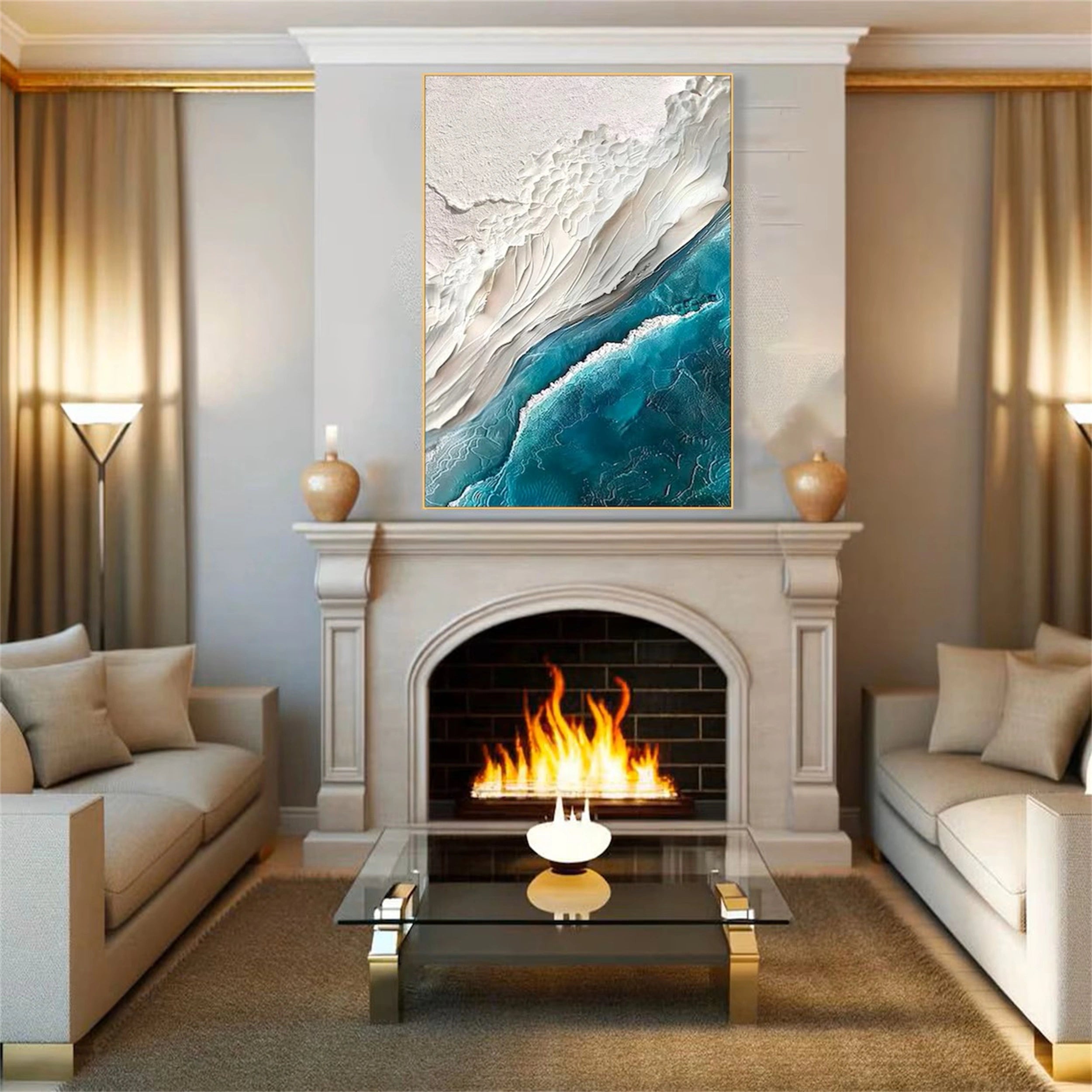 Ocean And Sky Painting #OS 069 - Stunning Seascape Wall Art for Home & Office Decor - Perfect for Living Room, Bedroom or Beach House
