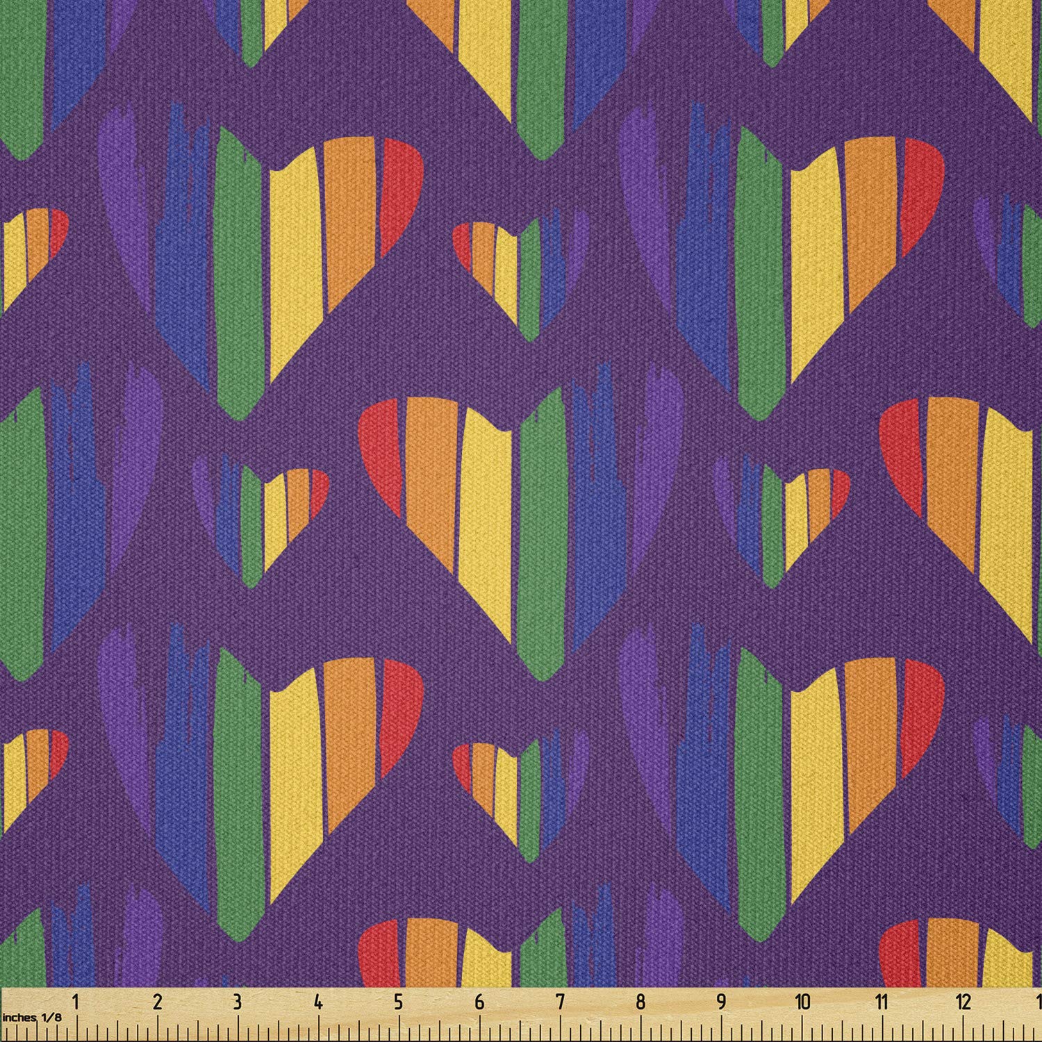 Ambesonne Pride Fabric by The Yard - Rainbow Hearts LGBTQ Love Wins Stretch Knit Fabric for Clothing, Sewing & Crafts (10 Yards, Multicolor) - Perfect for DIY Pride Apparel, Home Decor & Gift Making