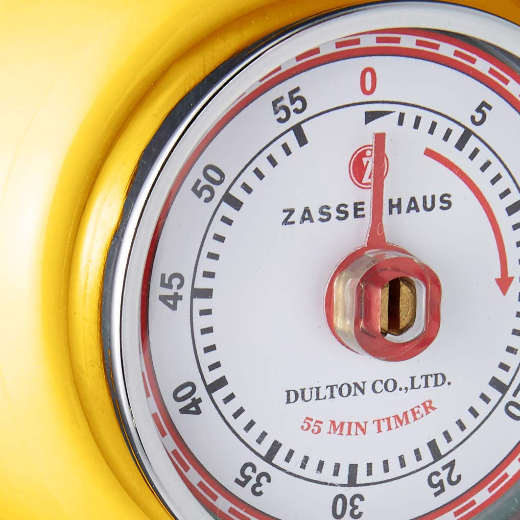 Zassenhaus Magnetic Retro Kitchen Timer - Classic Mechanical Cooking Timer with Loud Alarm (Yellow, 2.75-Inch) - Perfect for Baking, Cooking, and Kitchen Use