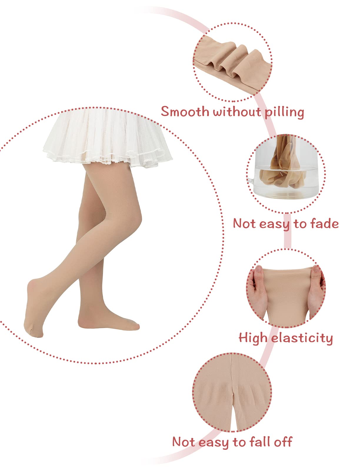 Zando Girls Ballet Tights for Toddler - Soft Footed Dance Stockings for Kids - Stretchy School Uniform Tights - Perfect for Ballet Class, Dance Recitals & Everyday Wear