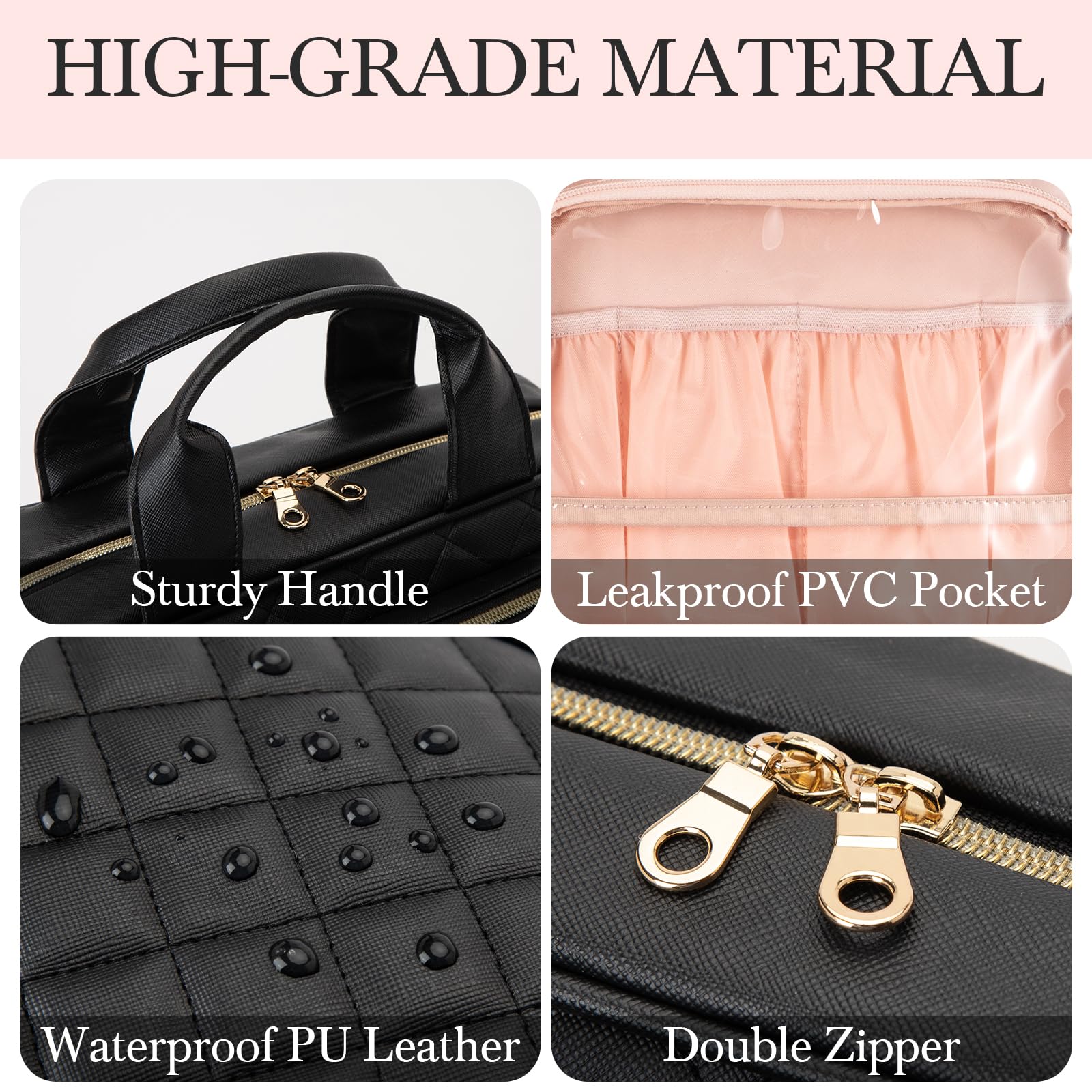 Waterproof Hanging Travel Toiletry Bag with Mirror - Large Cosmetic Organizer for Women & Men - Perfect for Toiletries, Makeup, Jewelry Storage - Ideal for Airplane, Camping, Business Trips & Vacation Essentials