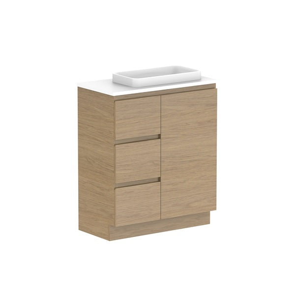 ADP Glacier Pro Ensuite Door and Drawer Trio Vanity with Solid Surface Top - Modern Bathroom Vanity Set with Storage for Home & Hotel Use