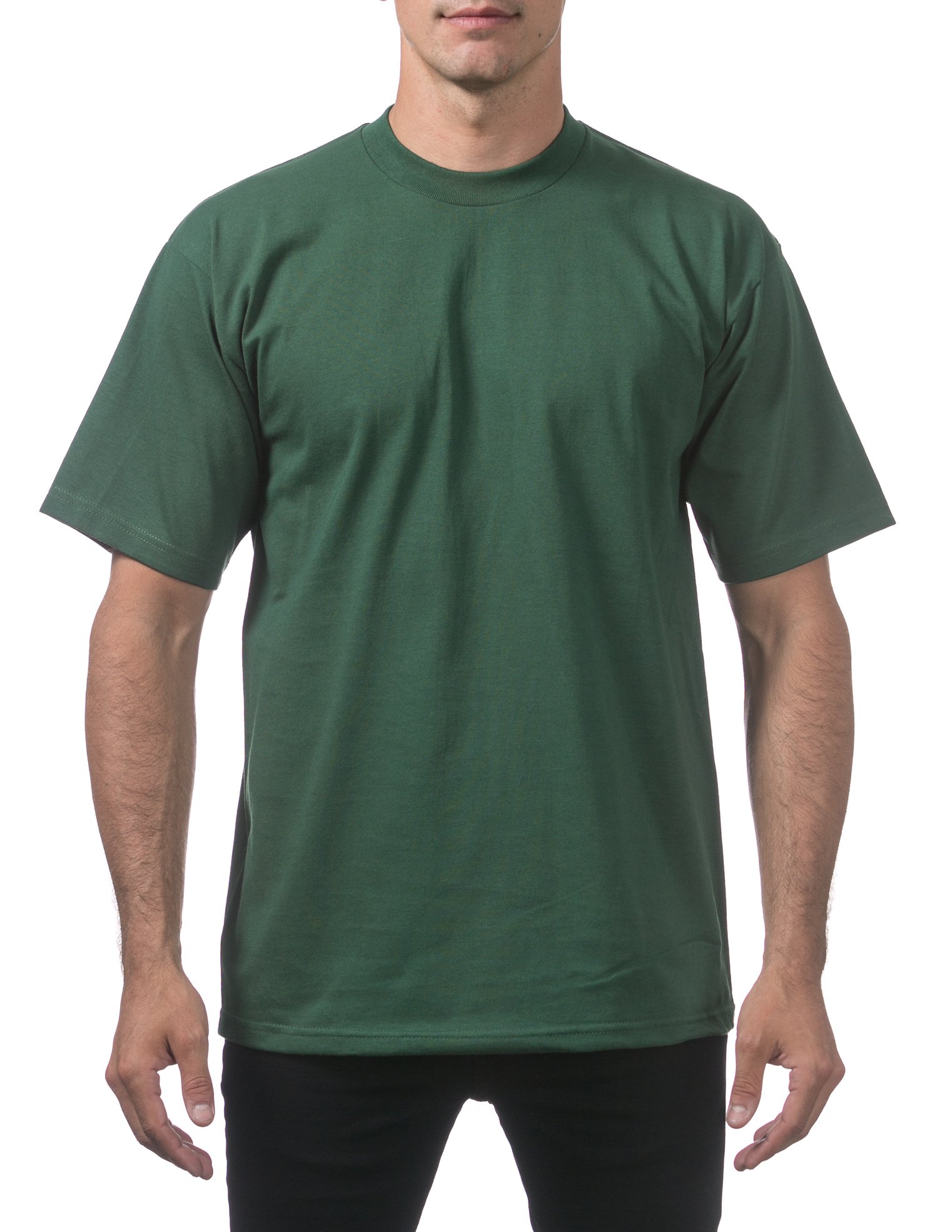 Pro Club Men's 6-Pack Heavyweight Cotton Short Sleeve Crew Neck T-Shirts - Forest Green, 4XL Tall - Soft & Durable for Workout, Gym, Casual Wear & Everyday Use