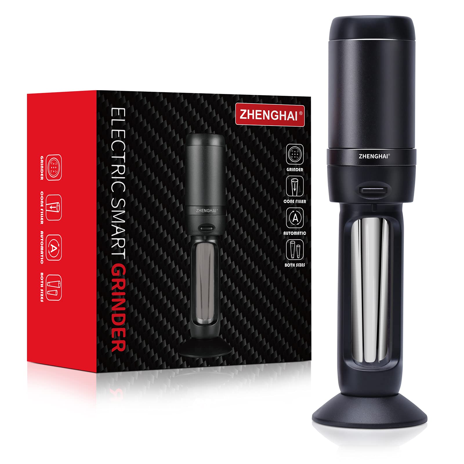 Premium Electric Smart Herb & Spice Grinder - Automatic 2-Way Grinding with Upgraded Sharp Blades for Fine & Fluffy Results (Black) | Perfect for Kitchen, Baking, Coffee & Cooking Enthusiasts