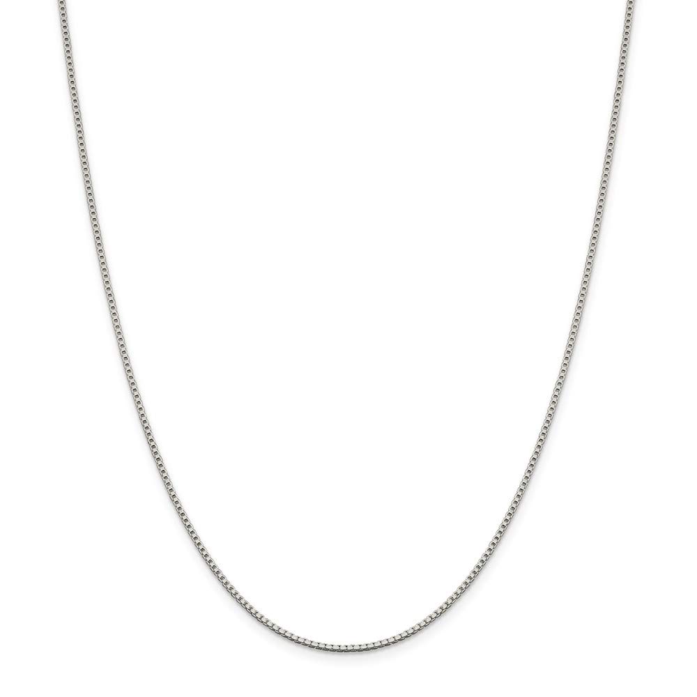 Black Bow Jewelry 1.4mm Rhodium-Plated Sterling Silver Solid Box Chain Necklace for Women, Perfect for Everyday Wear, Gifts, and Special Occasions