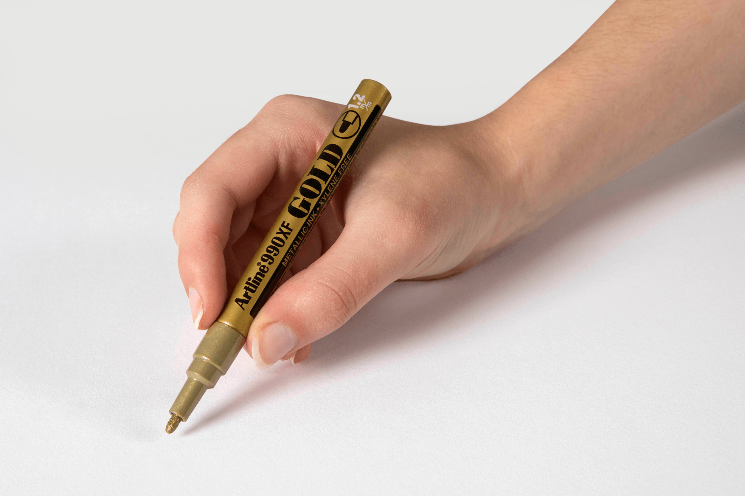 Artline 990XF Gold Fine Point Permanent Marker - Premium Metallic Ink for Writing, Labeling & Crafting - Ideal for Office, School & DIY Projects