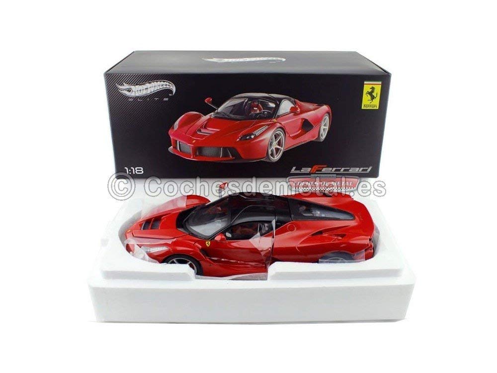 1:18 Scale Ferrari LaFerrari Diecast Model Car - Hot Wheels Elite Collection (Red) - Premium Collectible for Display, Racing Enthusiasts & Gift Giving