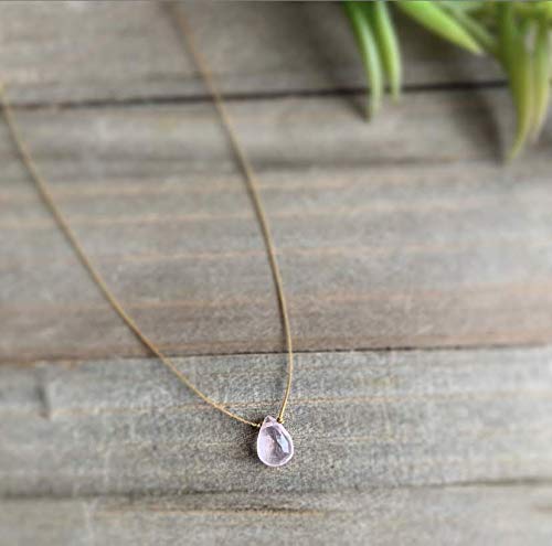 Rose Quartz Teardrop Necklace - Natural Gemstone Choker for Women | Healing Crystal Jewelry for Meditation, Yoga & Spiritual Gifts