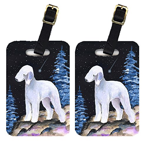 Starry Night Bedlington Terrier Luggage Tags - Set of 2 Large Colorful Pet ID Tags for Dogs | Perfect for Travel, Suitcases & Backpacks
