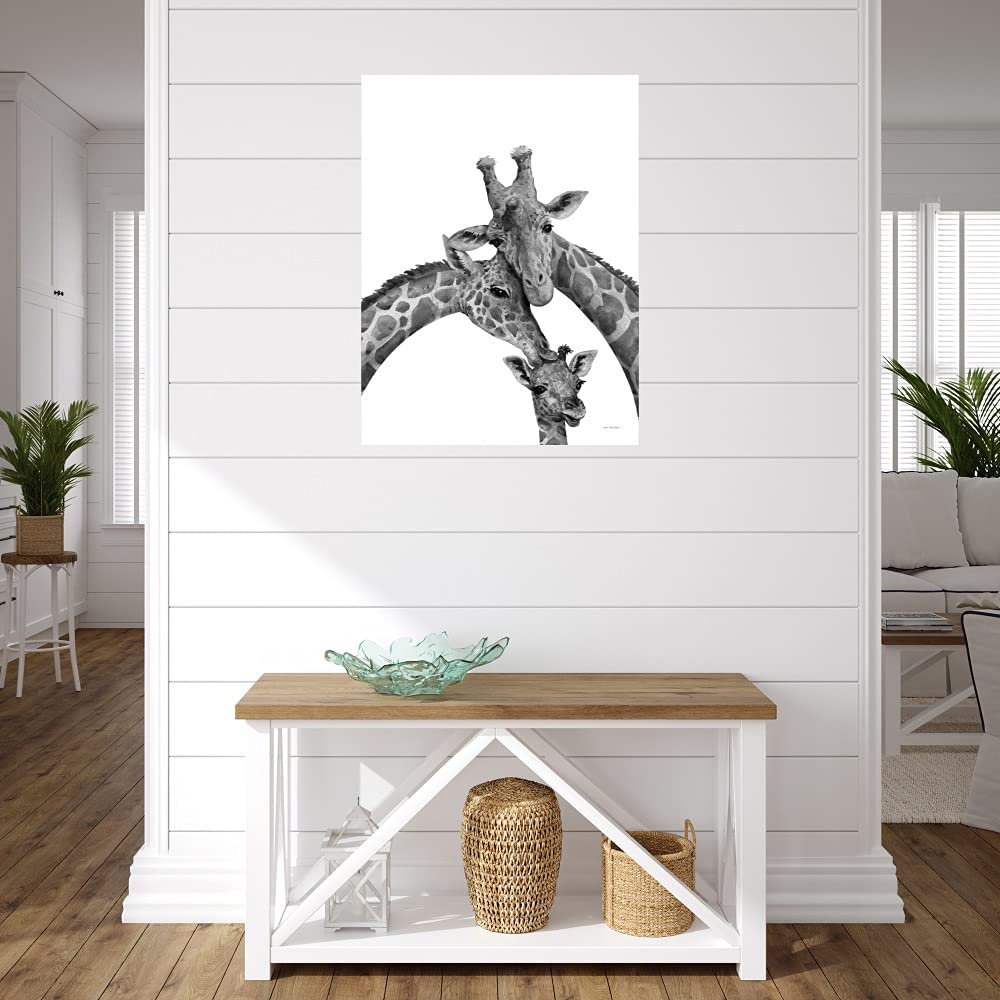 Giraffe Family Canvas Wall Art - Hand Painted Fine Art Print by Seven Trees Design - Modern Home Decor for Living Room, Bedroom, Office - Ready to Hang 24x32 Inches - Perfect for Nursery, Dining Area & Gift Giving