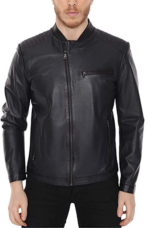Men's Black Leather Motorcycle Jacket - Premium Biker Jacket for Riding & Casual Wear - Perfect for Motorcycle Enthusiasts & Fashionable Outerwear