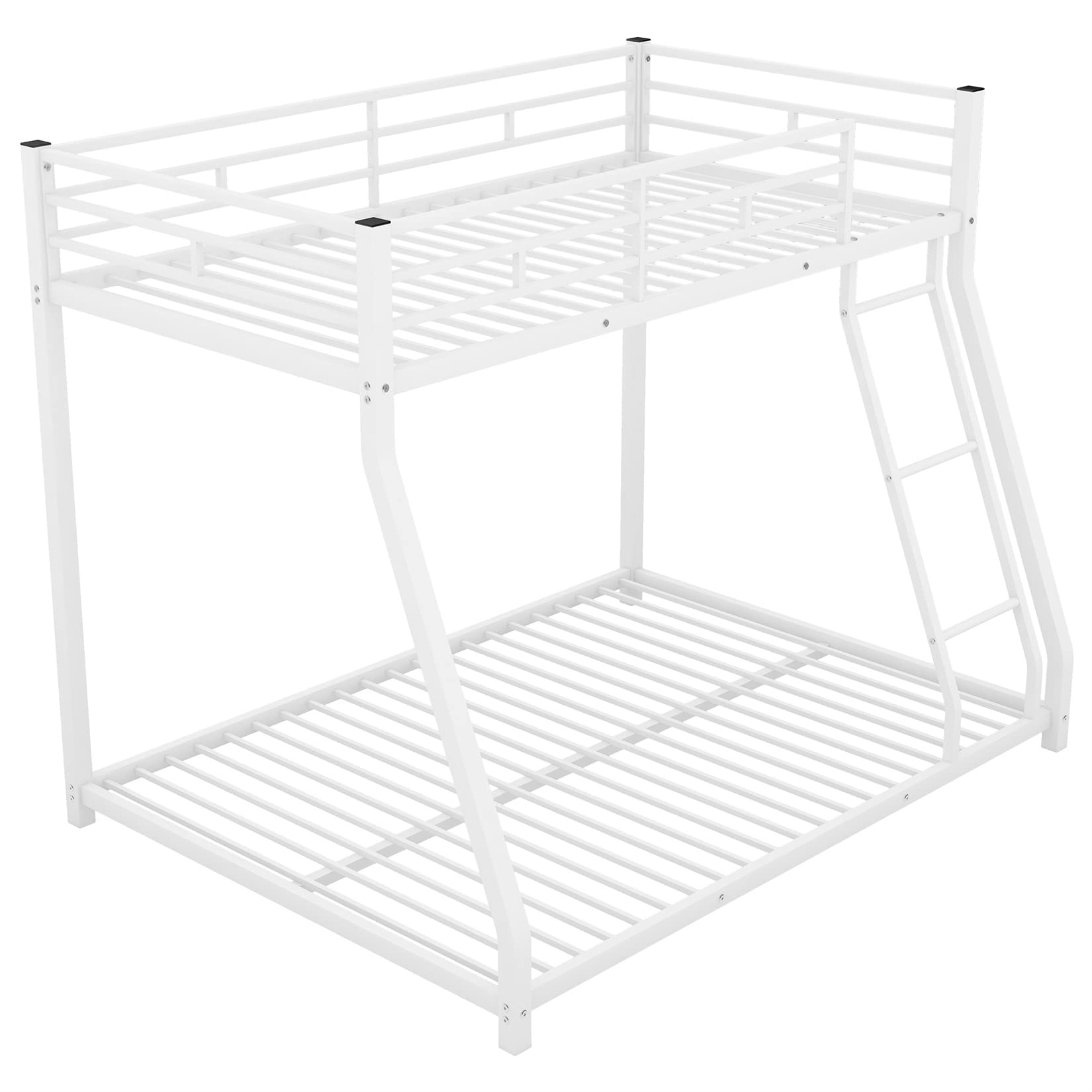 Sturdy Twin Over Full Bunk Bed with Steel Frame & Headboards - Space-Saving Kids, Toddler & Teen Bunk Bed in White - Perfect for Small Bedrooms, Guest Rooms & Shared Kids' Rooms