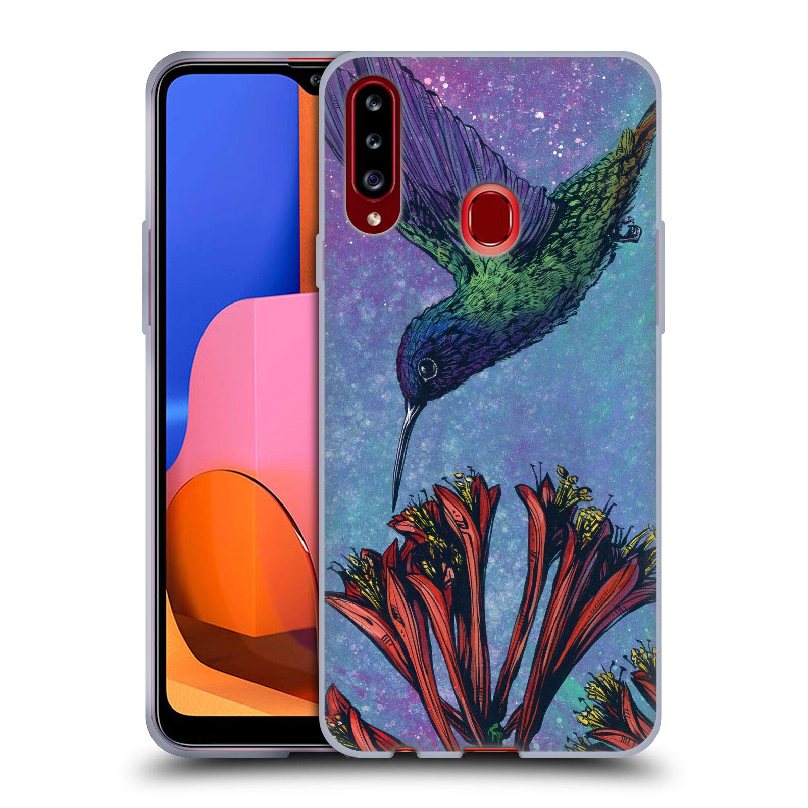 David Lozeau The Hummingbird Colourful Grunge Soft Gel Case for Samsung Galaxy A20s (2019) | Officially Licensed by Head Case Designs | Perfect for Everyday Use and Stylish Protection