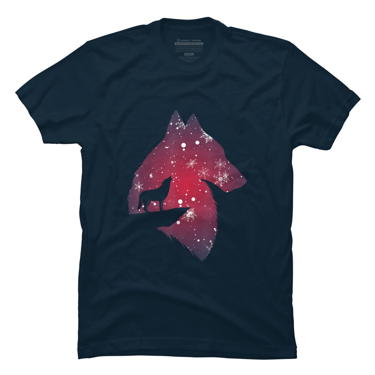 Funny Christmas Wolf with Snowfall Graphic T-Shirt for Men, Women, Kids - Holiday Family Matching Outfits - Perfect for Christmas Parties & Family Photos