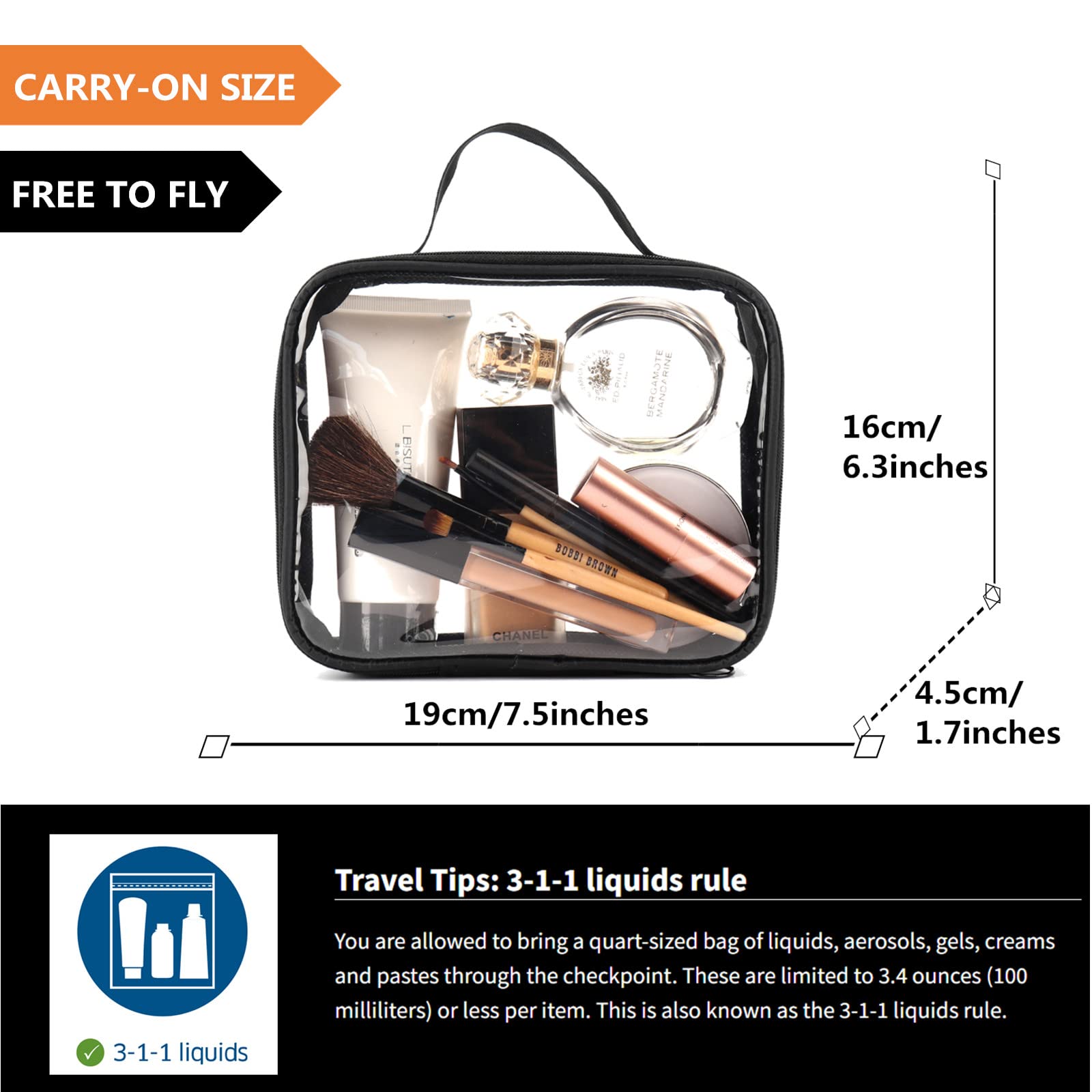 TSA Approved Clear Travel Toiletry Bags - 2 Pack Waterproof Plastic Cosmetic Pouch for Carry-on Liquids | Perfect for Air Travel, Vacation & Gym Essentials Organization