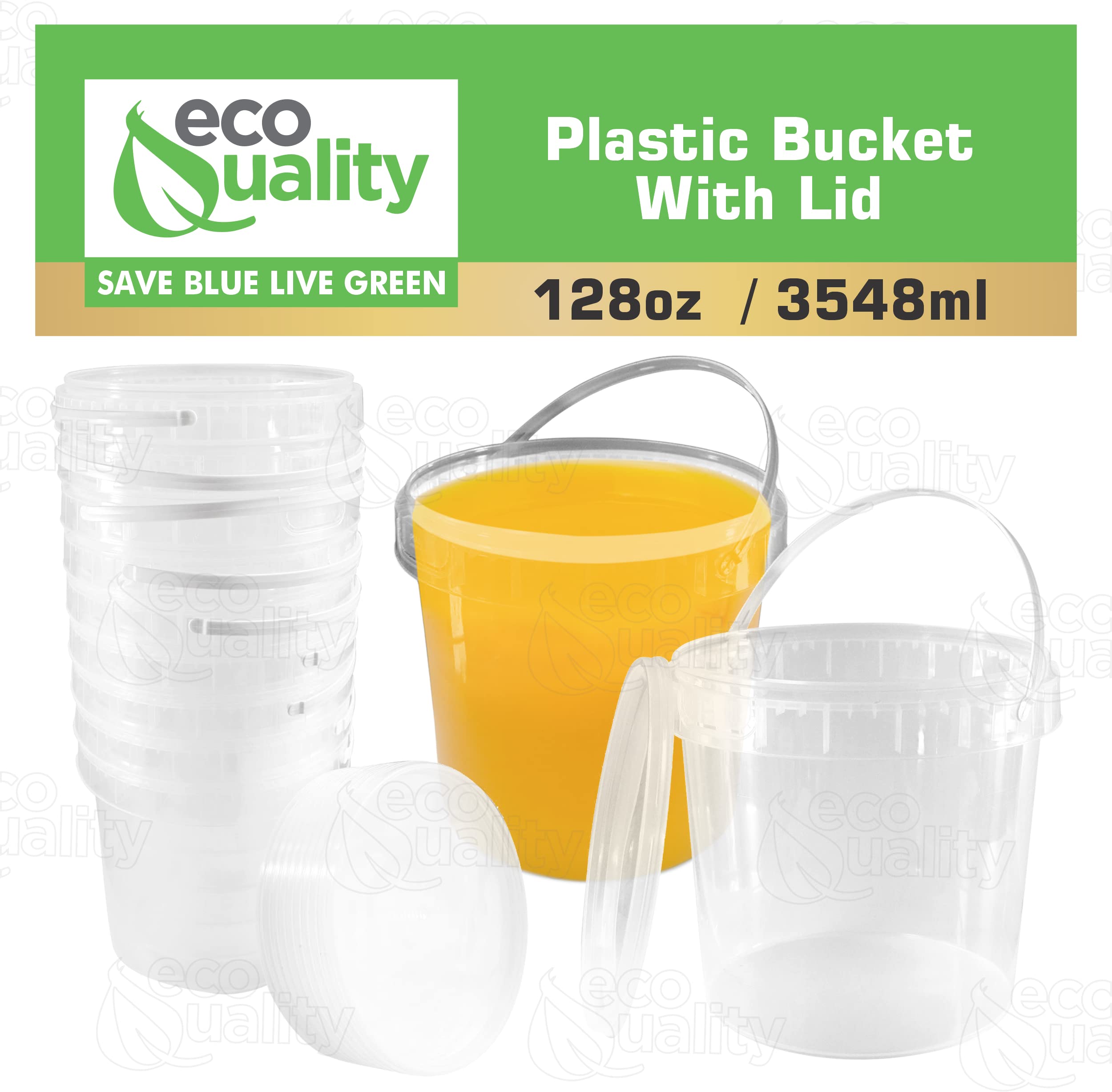 60 Pack 1 Gallon (128 oz) Clear Plastic Buckets with Lids & Handles - Food Grade BPA Free Storage Containers for Ice Cream, Freezer & Microwave Safe - Perfect for Bulk Food Storage, Restaurant Supplies & Home Organization