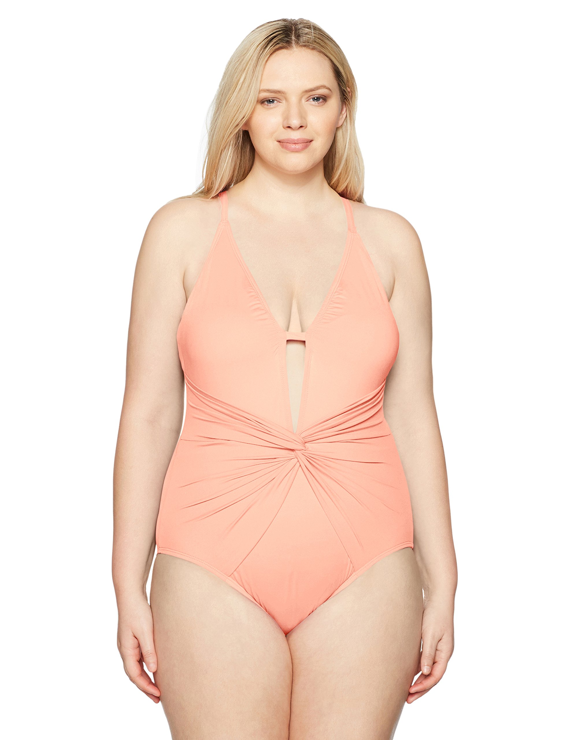La Blanca Women's Standard Island Goddess Plunge One Piece Swimsuit - Sexy Tummy Control Bathing Suit for Women, Perfect for Beach Vacation & Pool Party