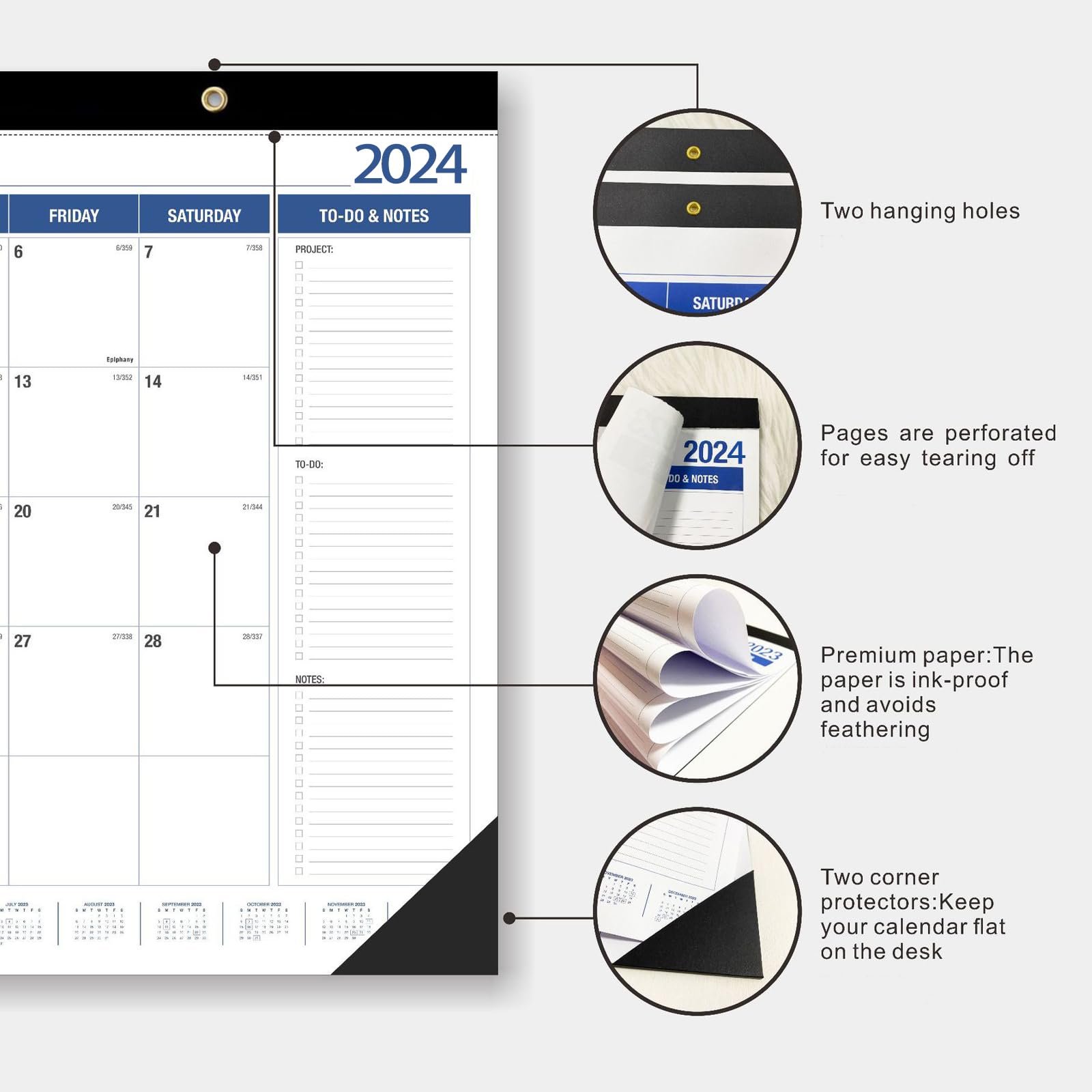 2024-2025 Large Wall & Desk Calendar - 21.96 x 16.96 Inches - July 2024 to December 2025 Monthly Planner - White & Blue Design - Perfect for Home, Office & School Organization & Planning