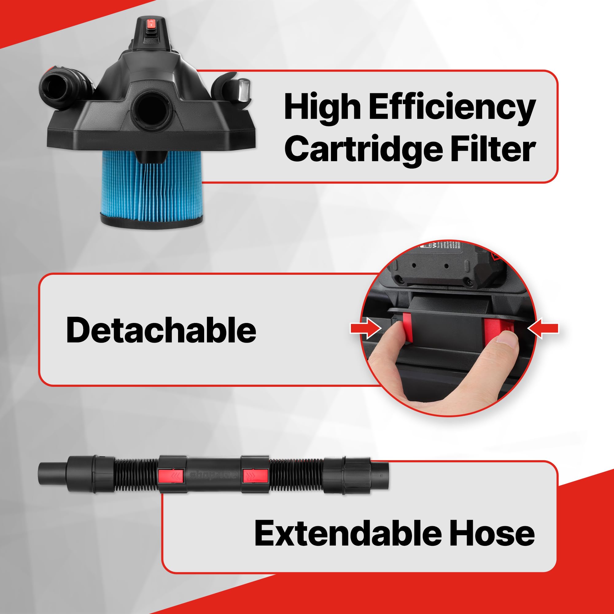 Shop-Vac 20V Cordless Wet/Dry Vacuum Cleaner - 3-in-1 Portable Shop Vac with Detachable Blower, Battery & Charger Included - Perfect for Jobsite, Garage, Car Cleaning & Workshop Use