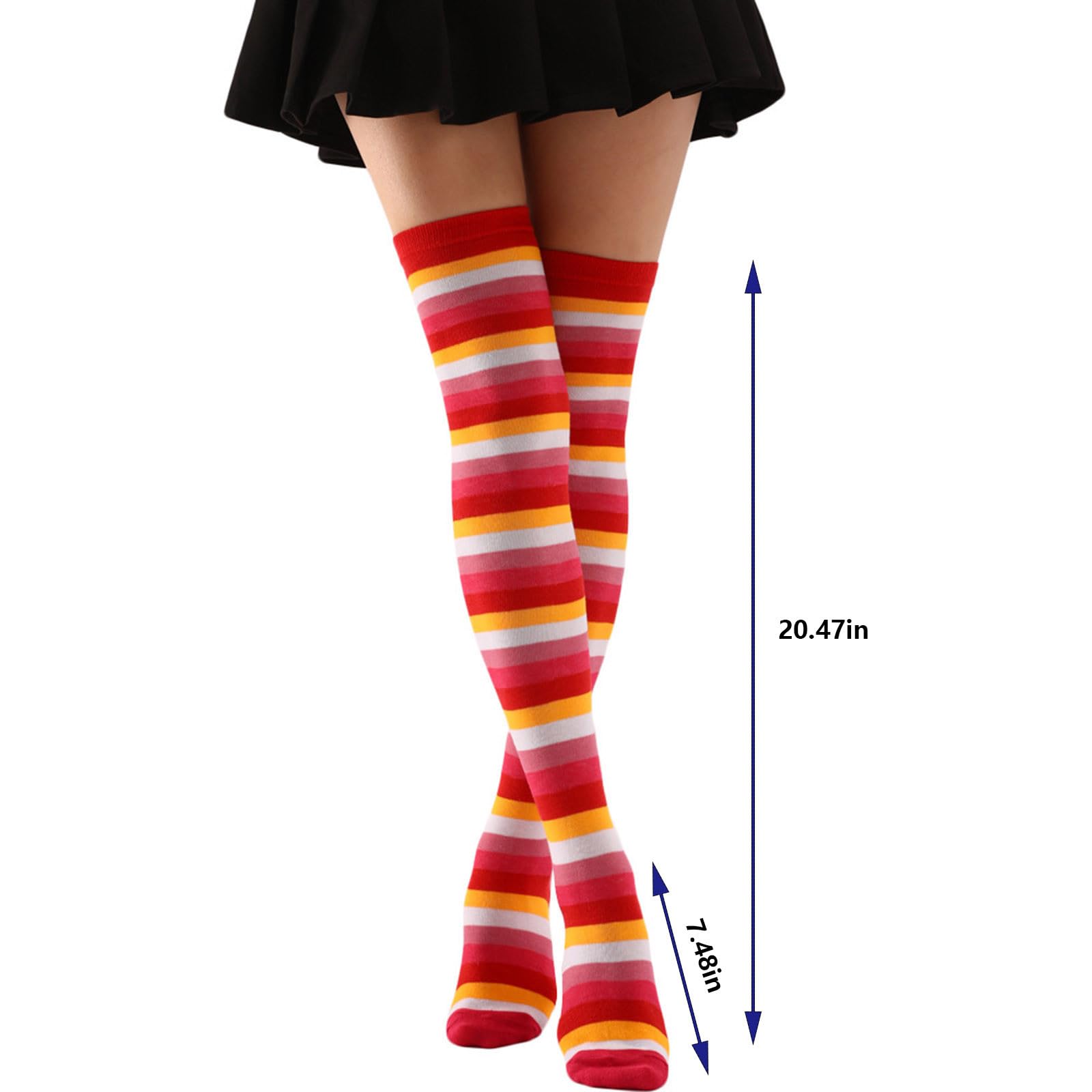 Halloween Compression Socks for Women - Over Knee Striped Print Long Socks - Nurse & Cosplay Costume Accessories - Perfect for Halloween Parties, Cosplay Events & Costume Outfits