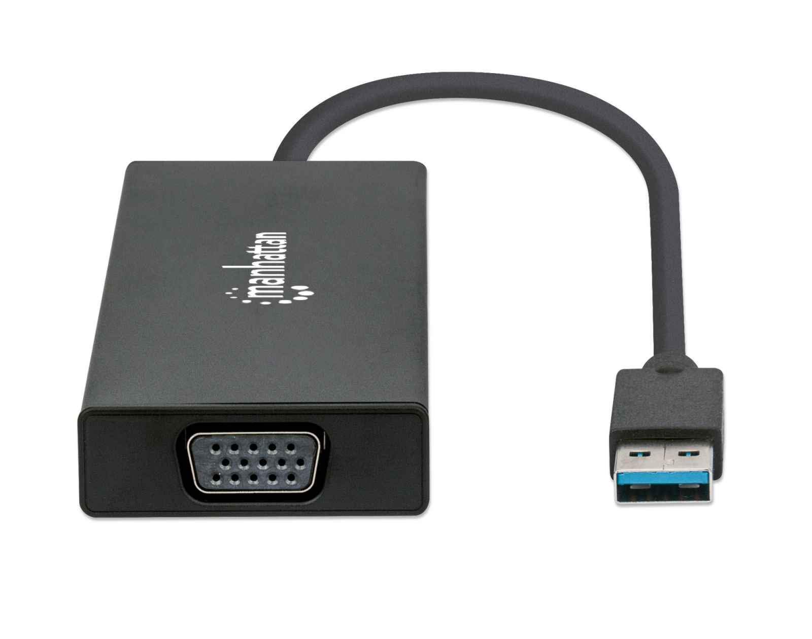 Manhattan 5-in-1 USB-A Hub with Ethernet, HDMI, 2 USB Ports & VGA - Dual Monitor Adapter for Laptop/PC - Portable Docking Station for Home Office & Business Travel