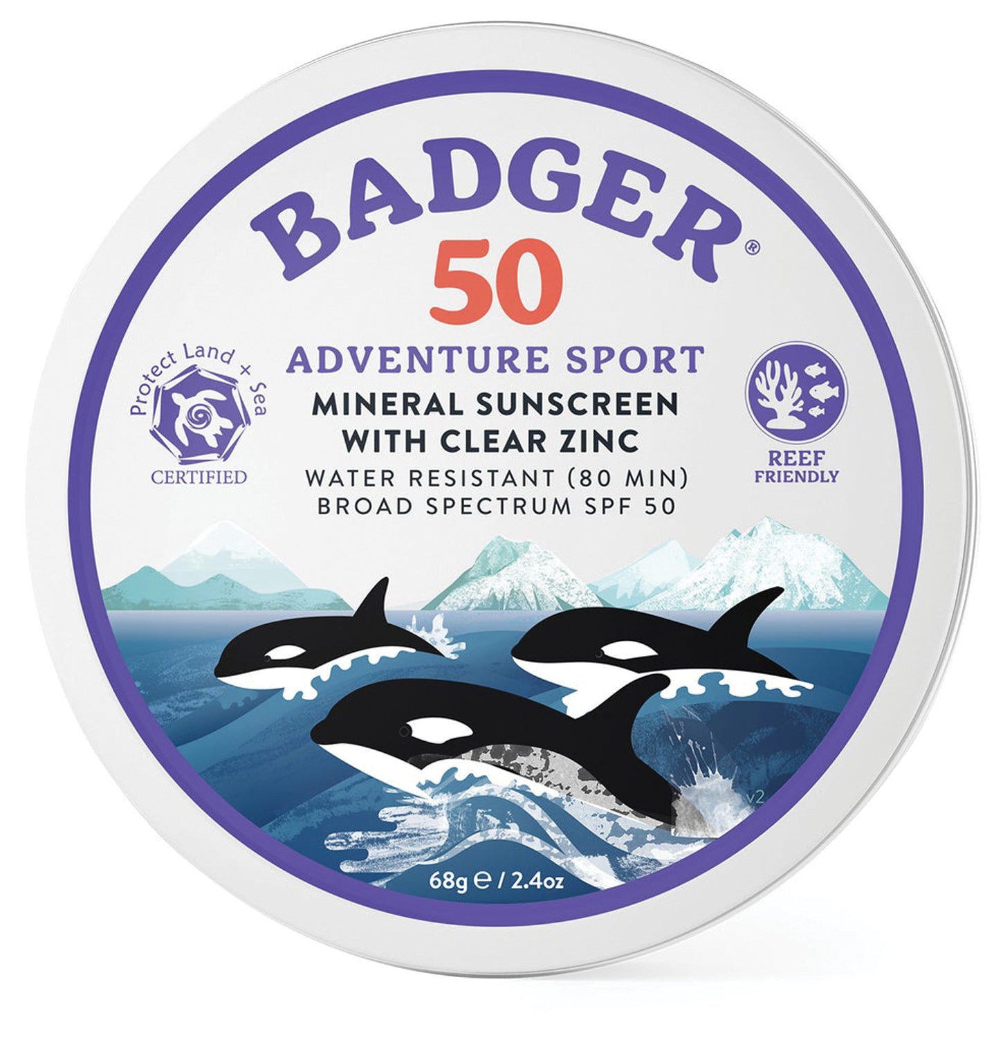 Badger SPF 50 Sport Sunscreen 2.4oz - Water-Resistant, Reef-Safe Mineral Sunscreen for Active Outdoor Activities - Hiking, Swimming, Running & Beach Protection