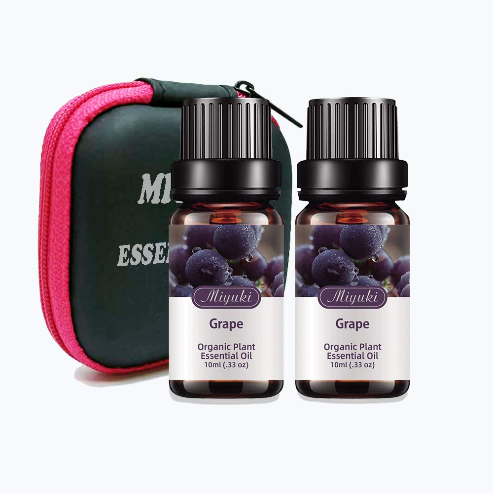 Organic Grape Essential Oil - 100% Pure & Natural for Diffuser, Humidifier, Massage, Bath, Skin & Hair Care - 2 Pack x10ml - Perfect for Aromatherapy, Spa Relaxation & Home Fragrance
