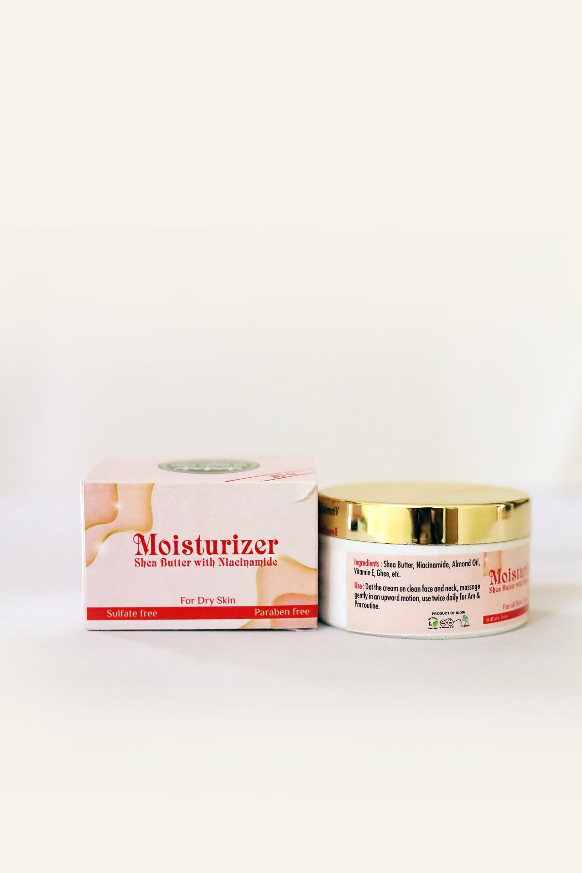 THE EARTHY STORE Women's Shea Butter & Niacinamide Face Moisturizer Cream - 75g for Dry Skin Care - Hydrating & Brightening Daily Skincare Routine