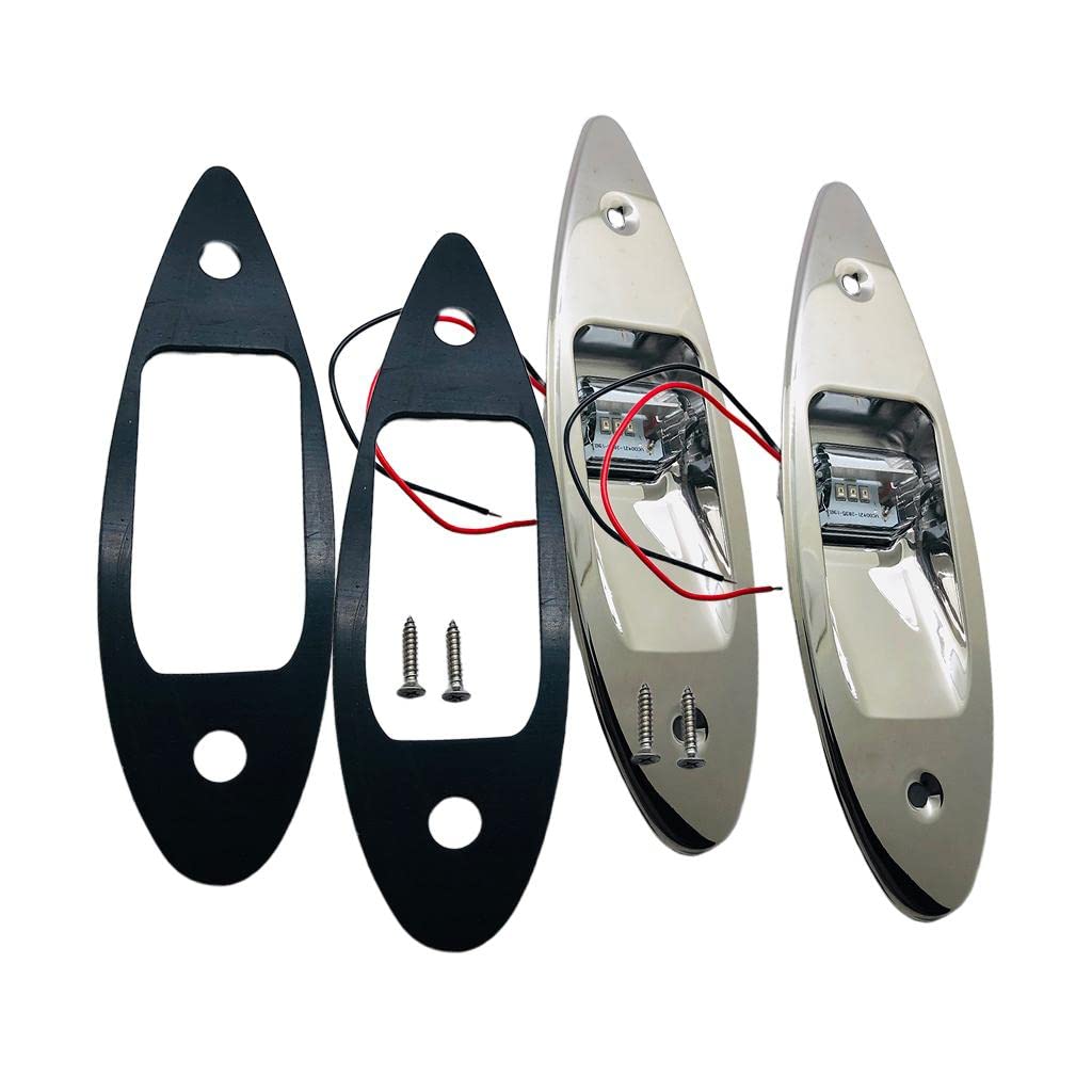 F Fityle 2-Piece 12V LED Marine Navigation Lights - Stainless Steel Bow Light Set with Red & Green Sidelights for Boats, Yachts, and Sailboats | Perfect for Night Sailing, Fishing, and Water Safety