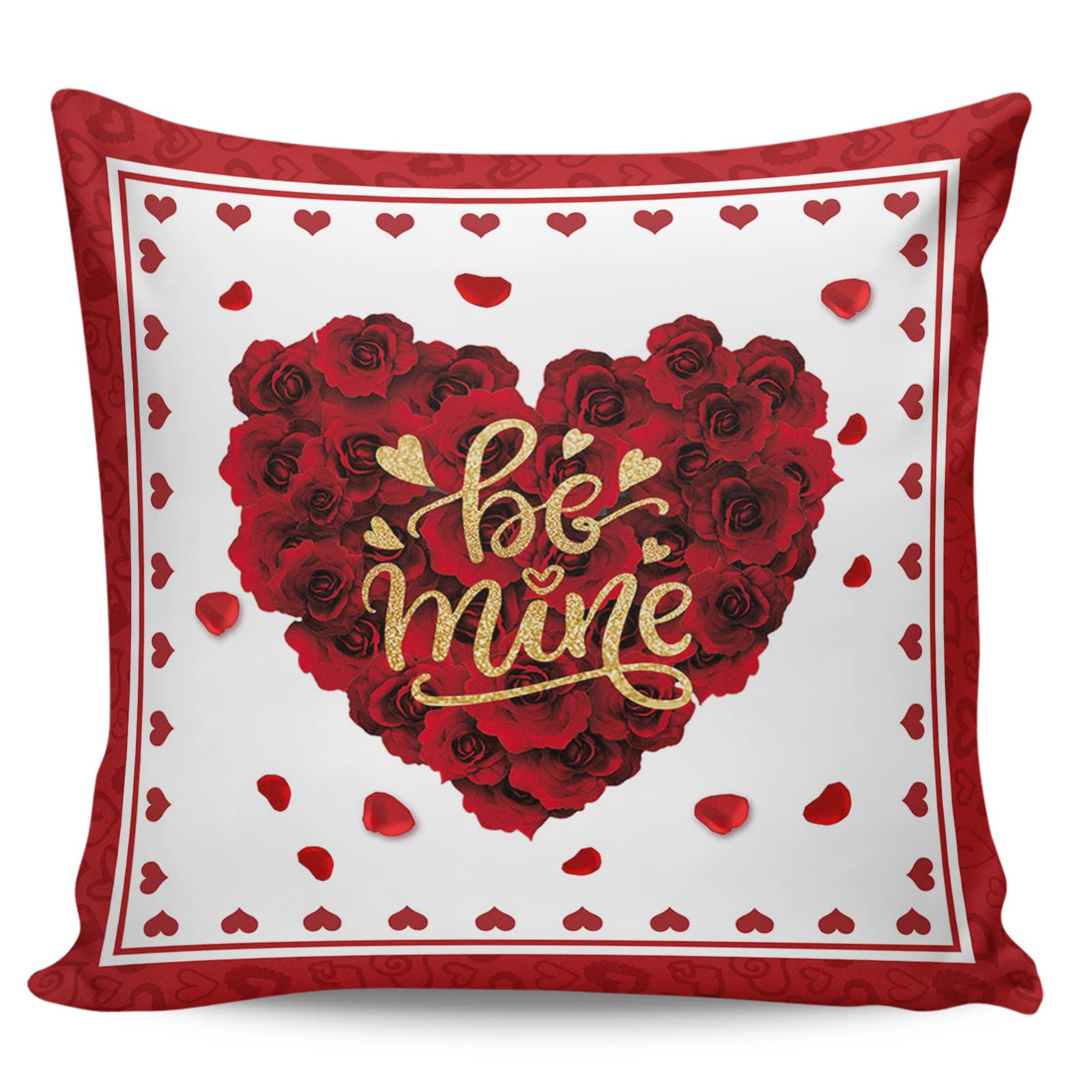 Romantic Rose Love Sweetheart Valentine's Day Throw Pillow Covers 18x18 Inches - Decorative Cushion Covers for Sofa, Couch, Chair - Perfect for Home Decor, Living Room, Bedroom & Wedding Gifts
