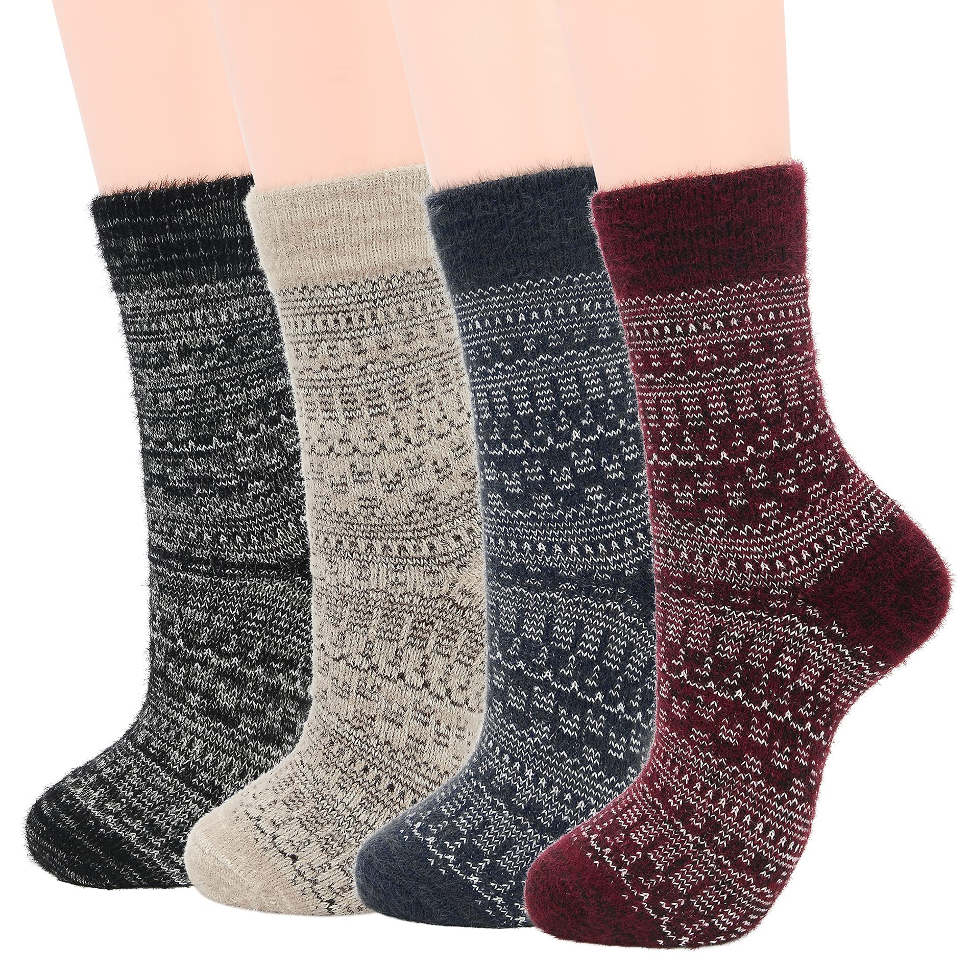 Men's Thick Knit Vintage Wool Socks - Winter Warm Soft Cozy Crew Socks for Athletic Sports & Hiking | Cashmere Blend | Perfect for Outdoor Adventures & Cold Weather Comfort