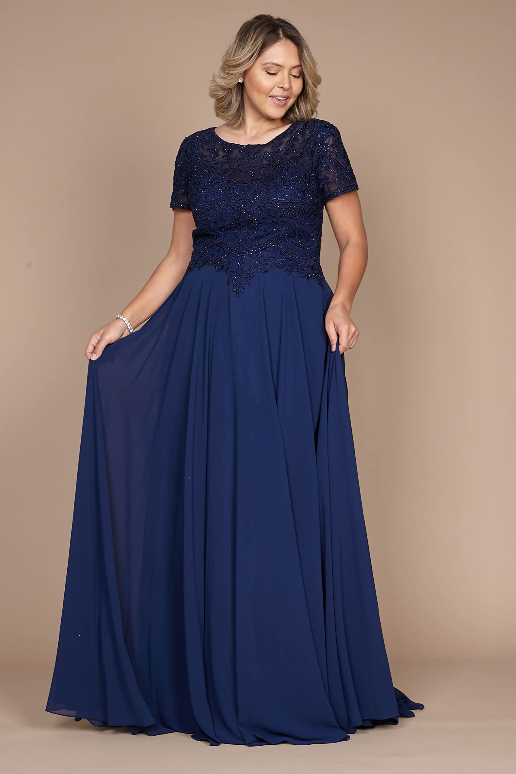 Elegant Short Sleeve Mother of The Bride Dress by Dylan & Davids - Perfect for Weddings, Receptions & Special Occasions