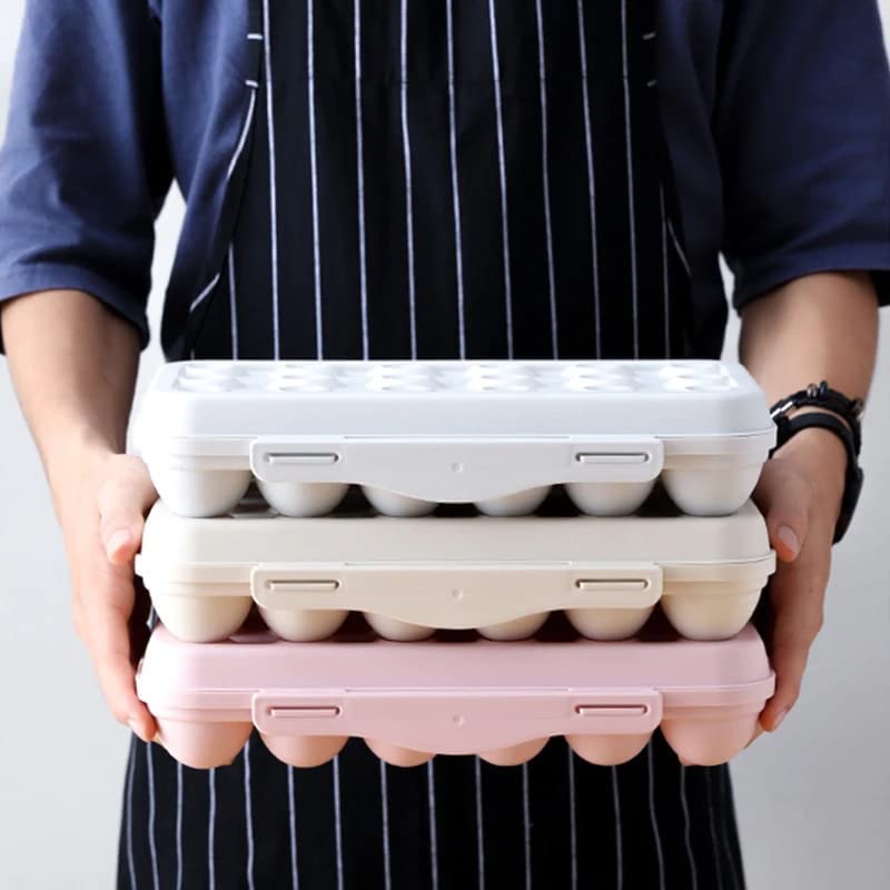 18-Pack Plastic Egg Holders for Refrigerator - Stackable Egg Storage Containers with Lids - Perfect for Camping, Travel, Picnics & Deviled Egg Parties - BPA-Free Refrigerator Egg Trays & Portable Egg Carrier Box