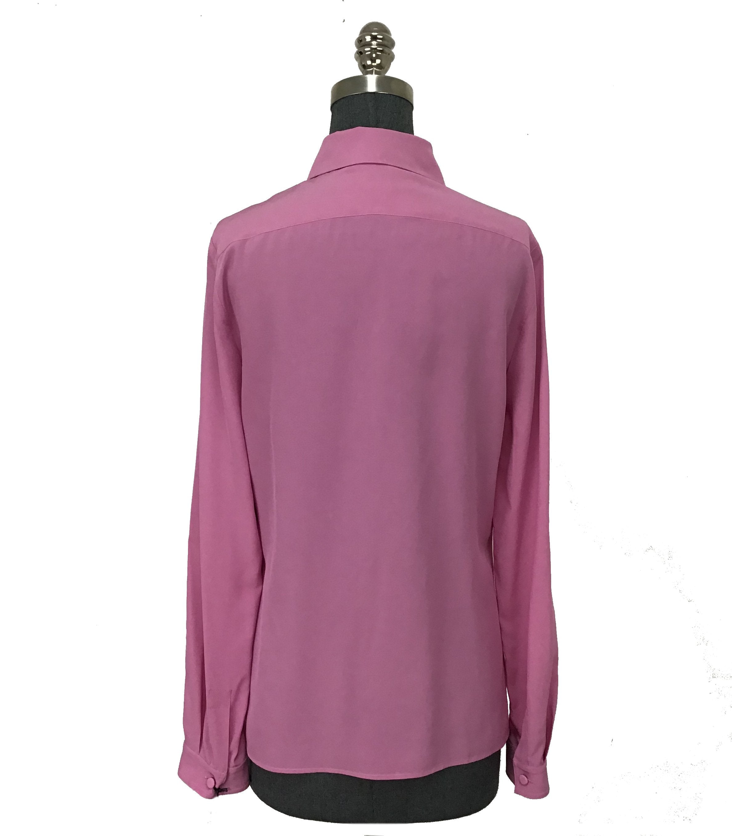 Gucci Pleated Placket Silk Crepe De Chine Blouse for Women - Size M - Luxury Silk Shirt for Office, Party & Special Occasions