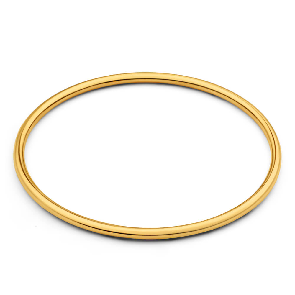 9ct Gold Silver Filled 65mm Bangle Bracelet - 3mm Thick Yellow Gold Plated Jewelry for Women, Gift for Her, Party & Wedding Accessories