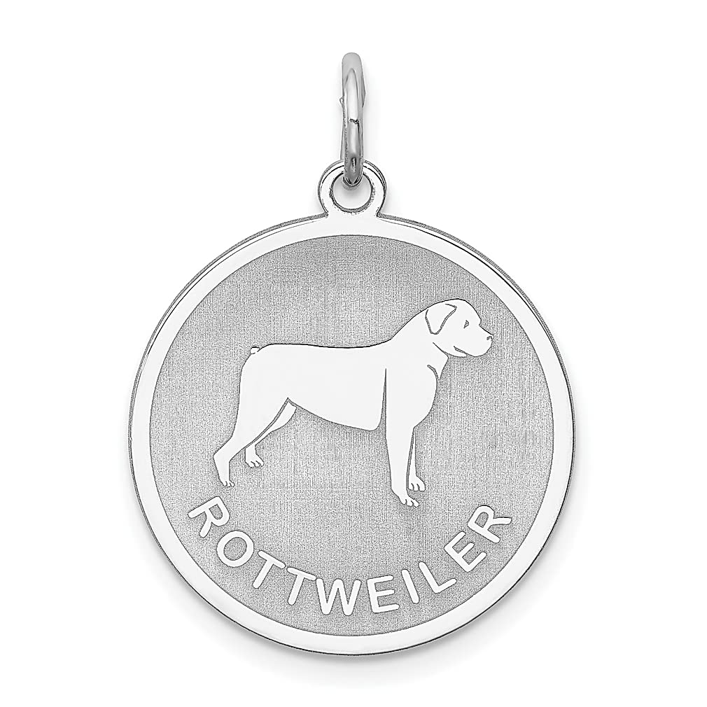 925 Sterling Silver Rottweiler Disc Charm Necklace - Dainty Dog Pendant Jewelry for Women - Perfect Gift for Dog Lovers, Pet Owners & Animal Enthusiasts - Great for Everyday Wear, Special Occasions & Birthday Gifts
