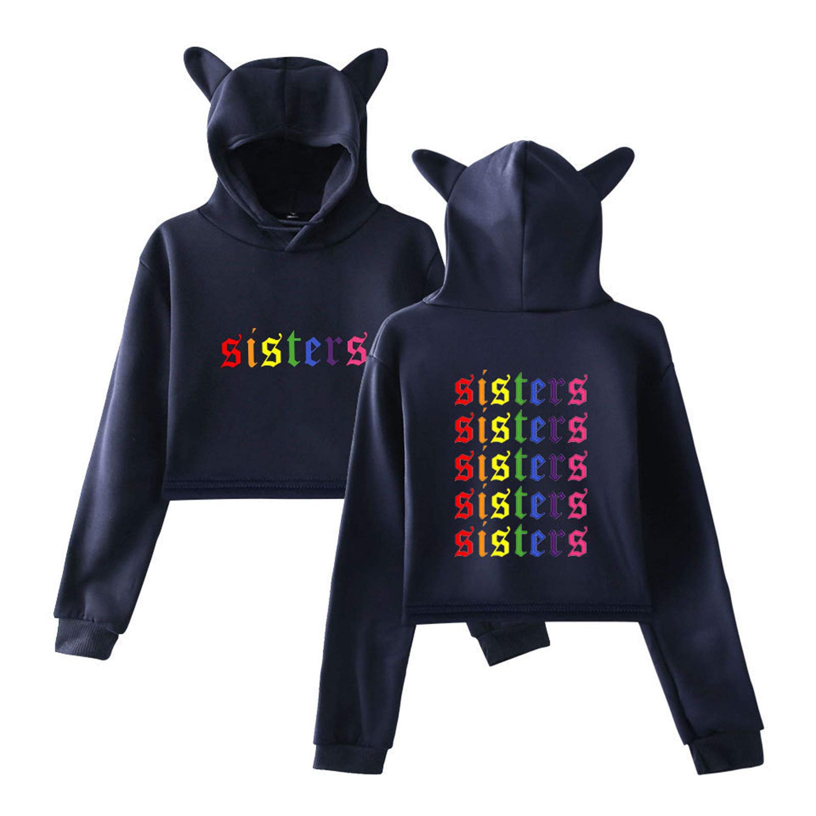 SevenDwarf Unisex Hoodies - Butterfly & Kawaii Cat Print Crop Sweatshirt for Women | Cute Pullover for Sisters, Streetwear & Casual Outfits | Perfect for College, Dates & Everyday Fashion