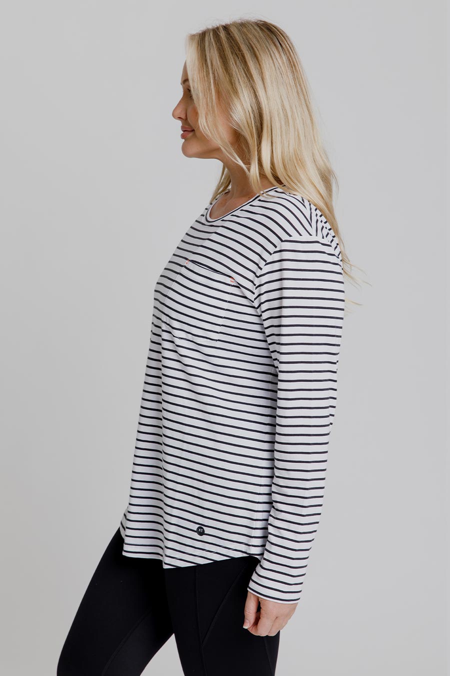Stylish Black Stripe Long Sleeve Top for Women - Casual & Comfortable Lifestyle Shirt for Everyday Wear, Work, and Outings