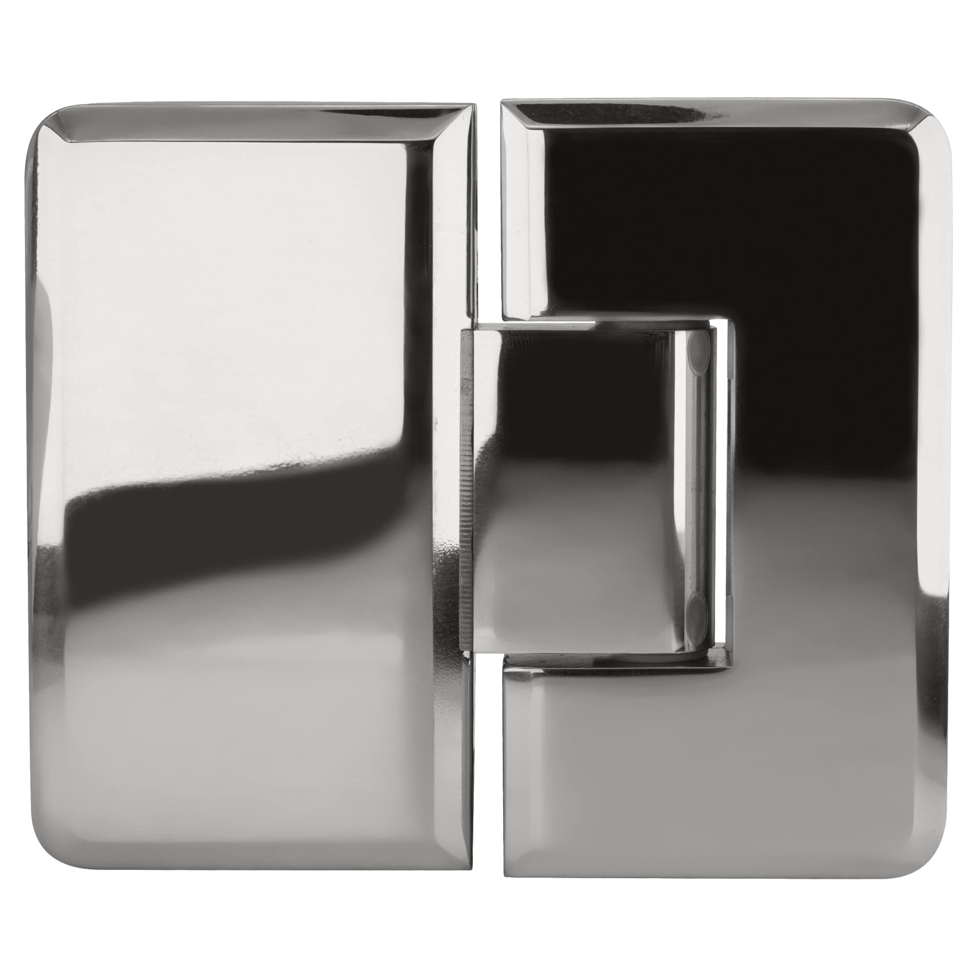 180 Degree Glass-to-Glass Chrome Hinge - Heavy Duty Positive Close Cabinet Hinge for Bathroom Mirrors, Shower Doors & Glass Furniture (Set of 2)