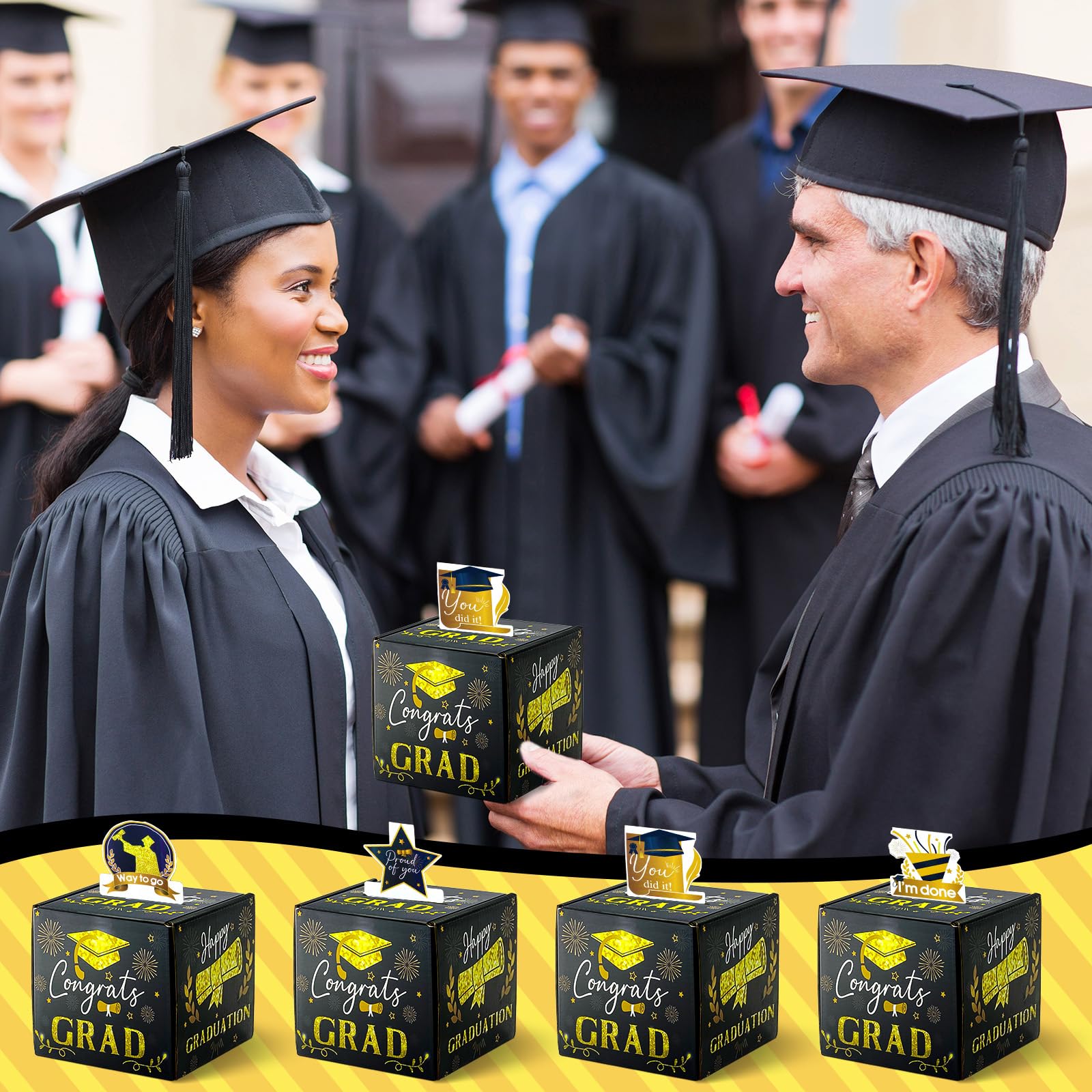 4 Pack 2024 Graduation Money Box - Funny DIY Cash Gift Holder for Graduation Parties | College Grad Gifts | Surprise Celebrations | Perfect for Graduation Decorations & Money Gifting Ideas