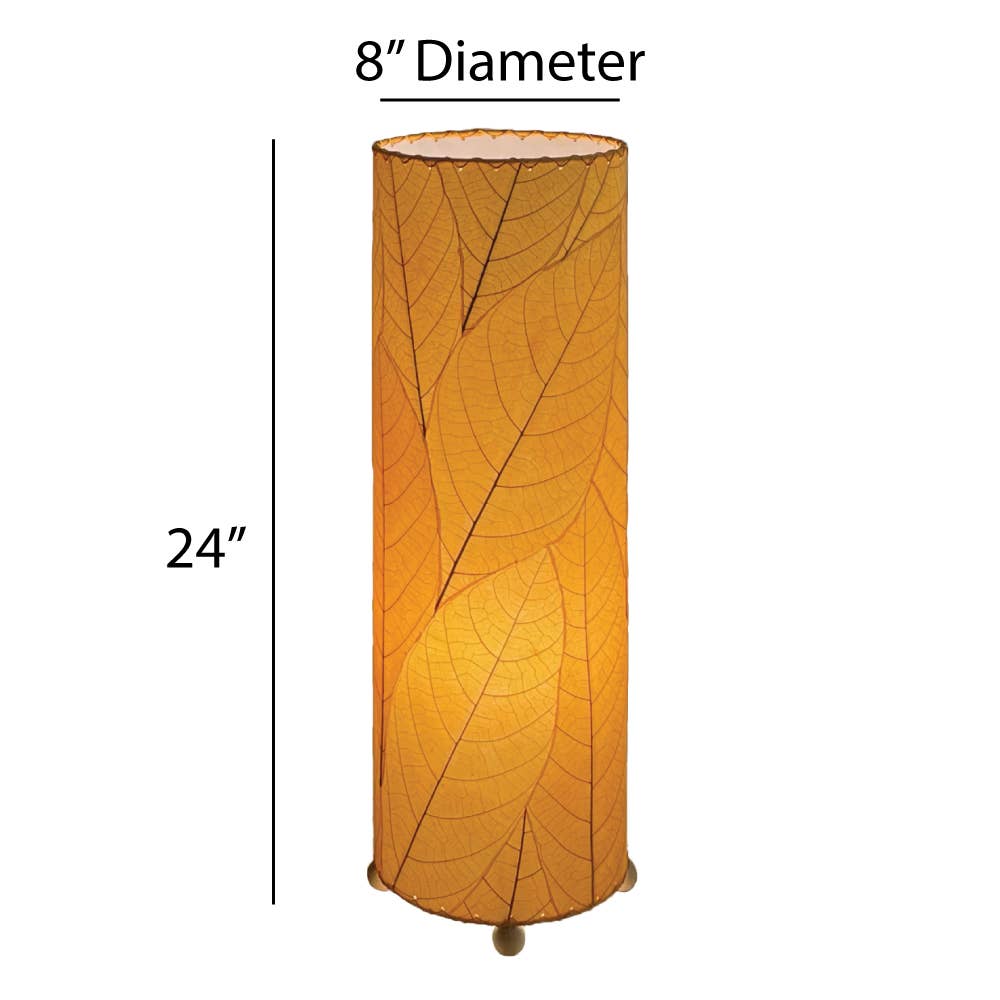24 Inch Cocoa Leaf Cylinder Table Lamp Orange - Modern Home Decor for Living Room, Bedroom & Office Lighting