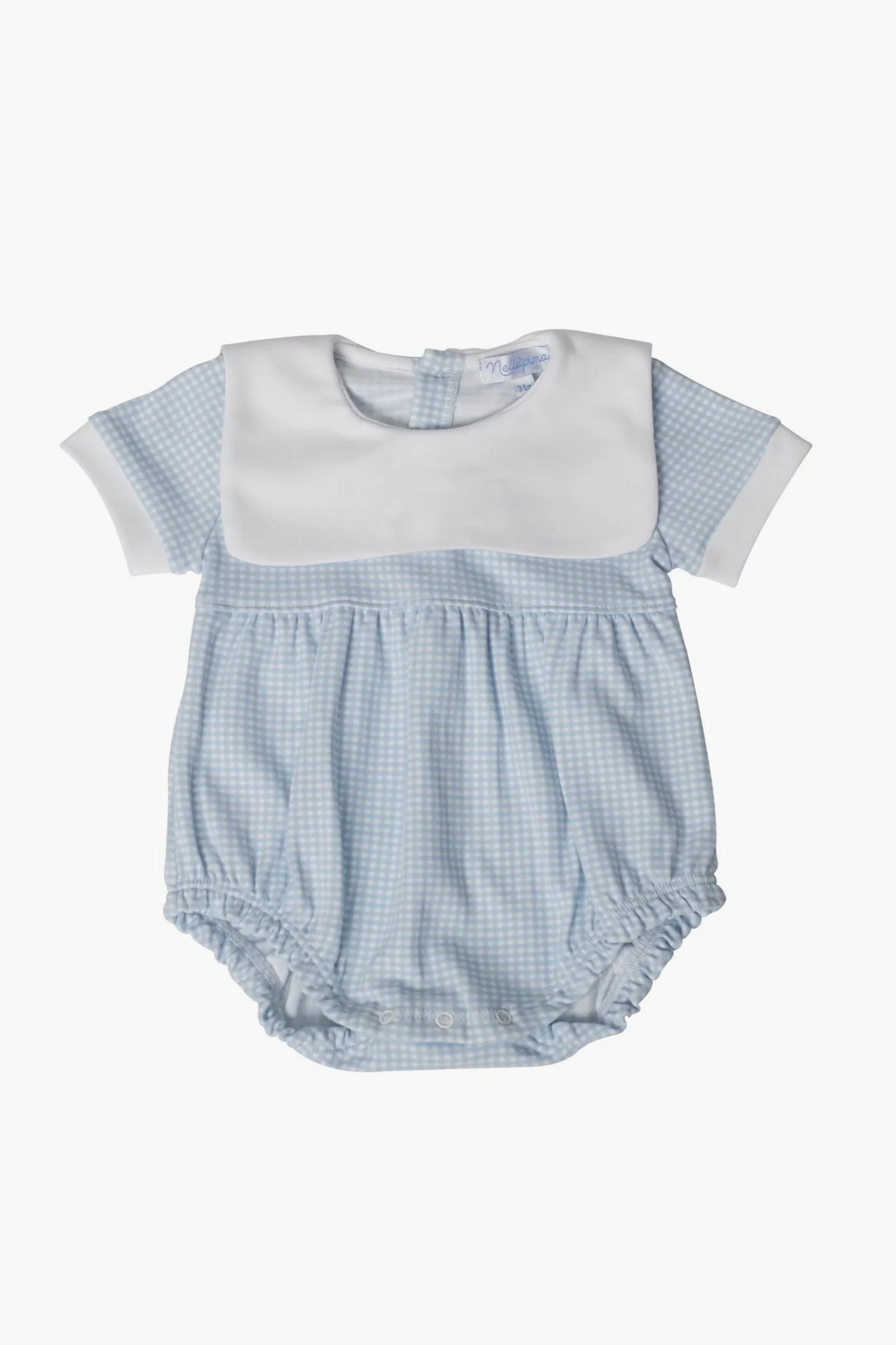 Blue Gingham Baby Bubble Romper - Soft Cotton One-Piece Outfit for Newborns & Infants - Perfect for Playtime, Photo Shoots & Special Occasions