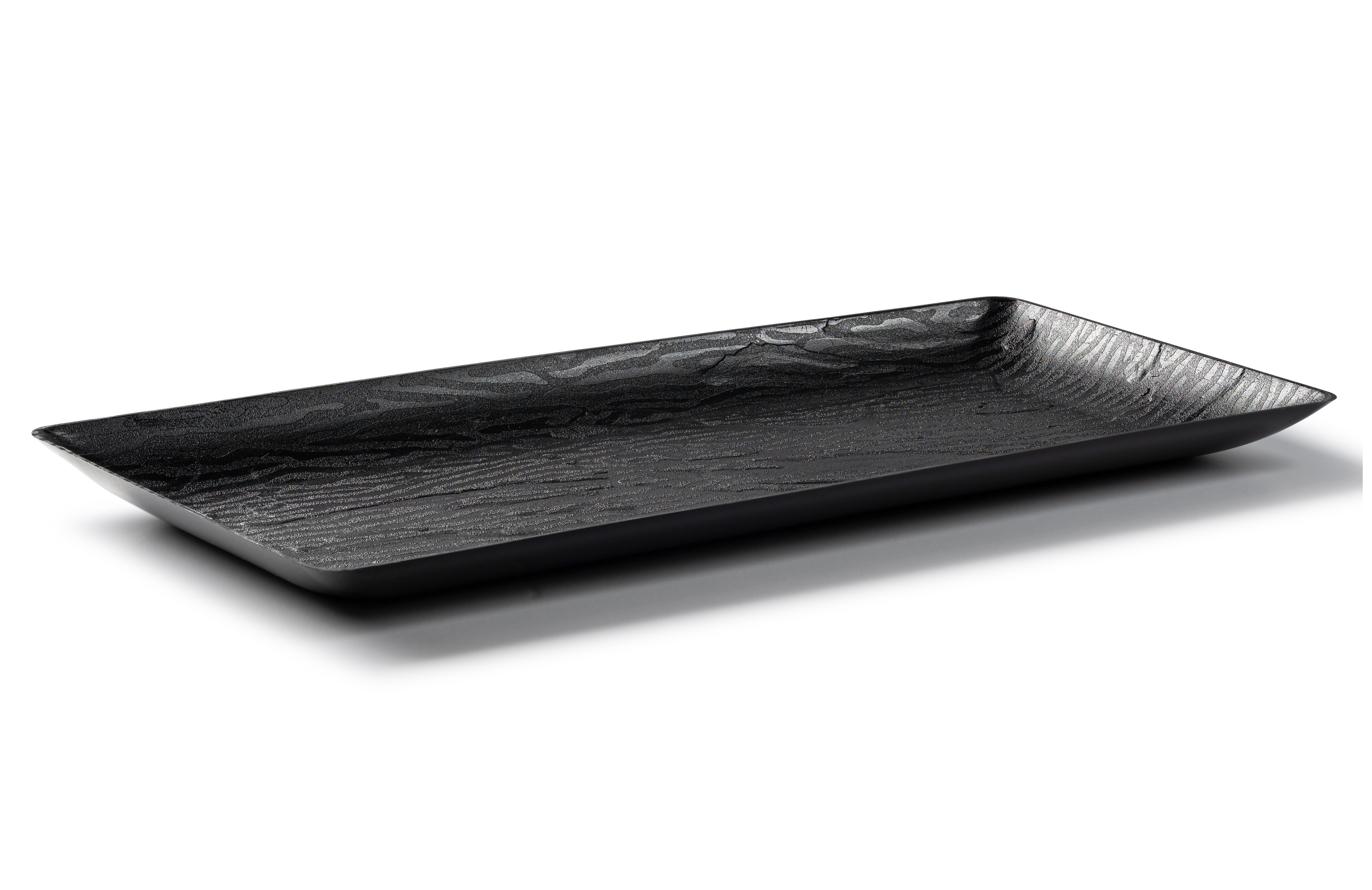 6.25 x 14 Inch Rectangle Black Serving Tray Set of 5 - Durable Plastic Serving Trays for Dining, Buffet, Party, Kitchen & Home Decor