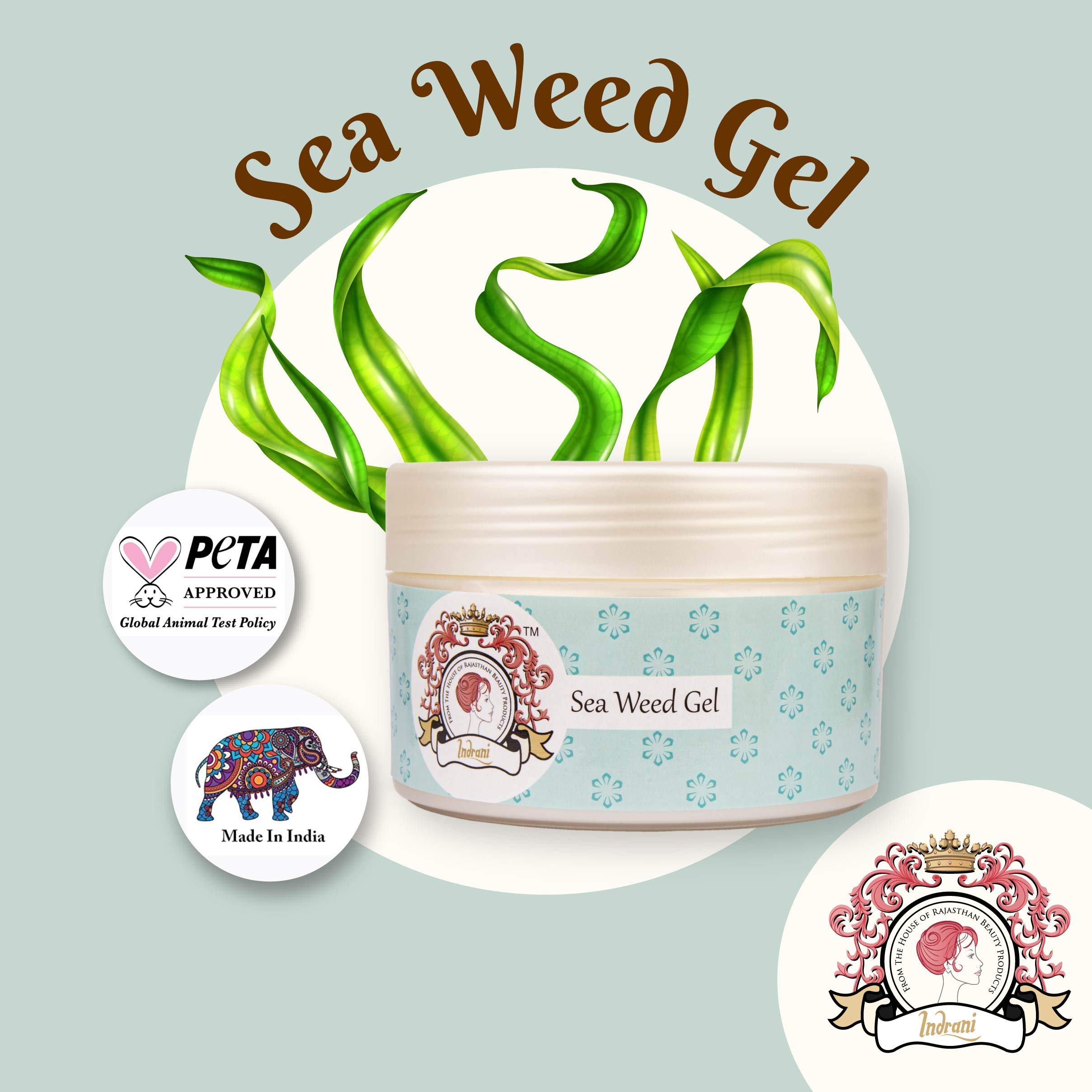 Indrani Cosmetics Organic Seaweed Powder 50g - Skin Care & Detox for Face & Body - Perfect for DIY Masks, Scrubs, and Spa Treatments