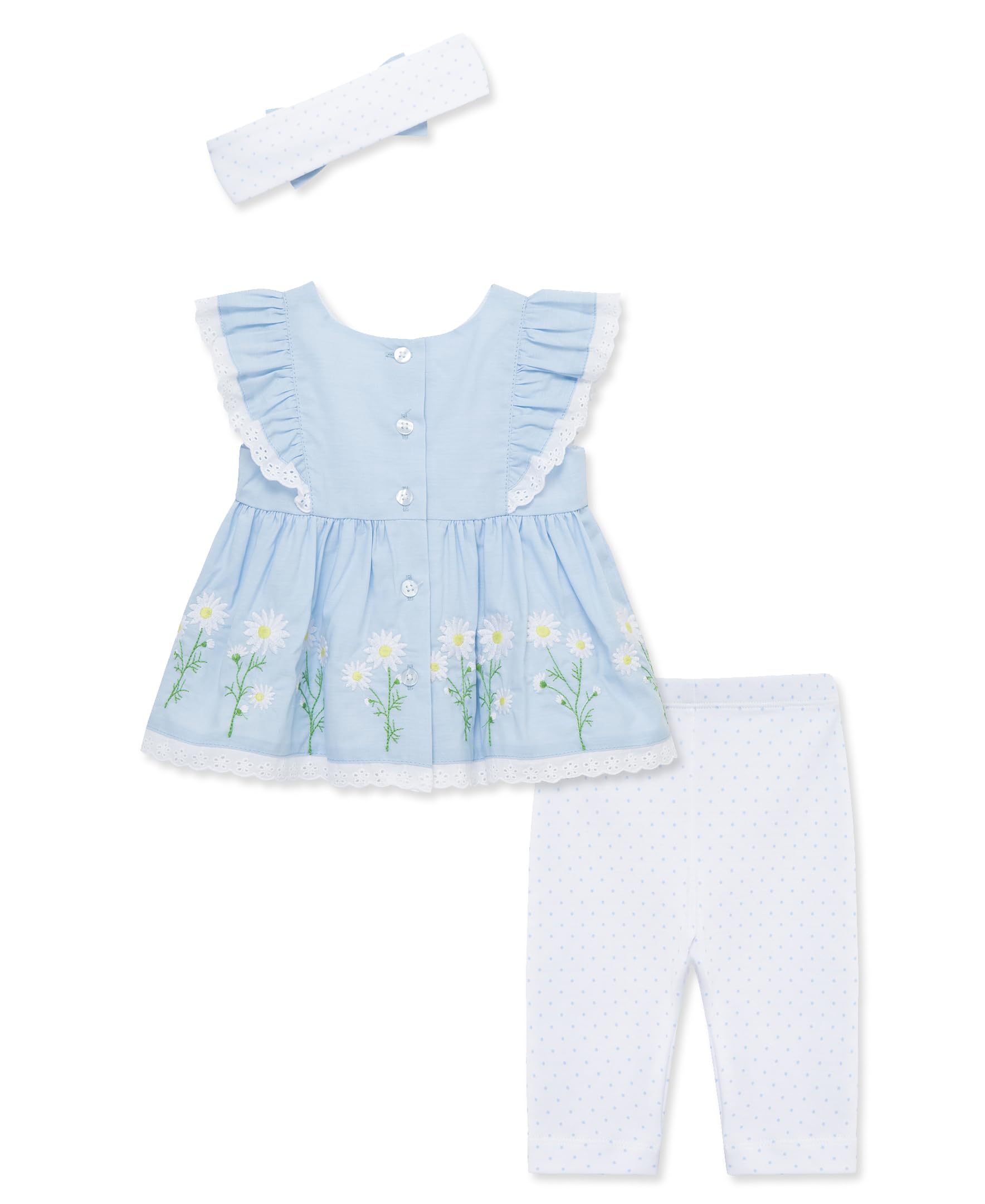 Little Me Baby Girls' 3-Piece Tunic, Pants & Headband Set | Soft Cotton Outfit for 3-24 Months | Perfect for Playdates, Family Photos & Special Occasions