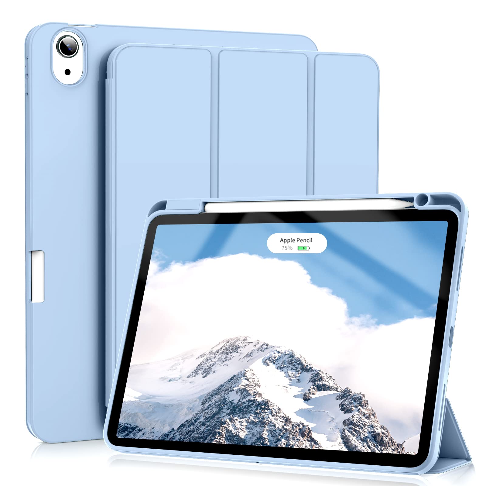 Premium KENKE iPad Air 11 Inch Case (M3/M2 2025/2024) & iPad Air 5th/4th Gen 10.9 Inch (2022/2020) - Slim Trifold Stand Cover with Pencil Holder, Auto Sleep/Wake & Shockproof Protection - Perfect for Work, School & Travel - Blue