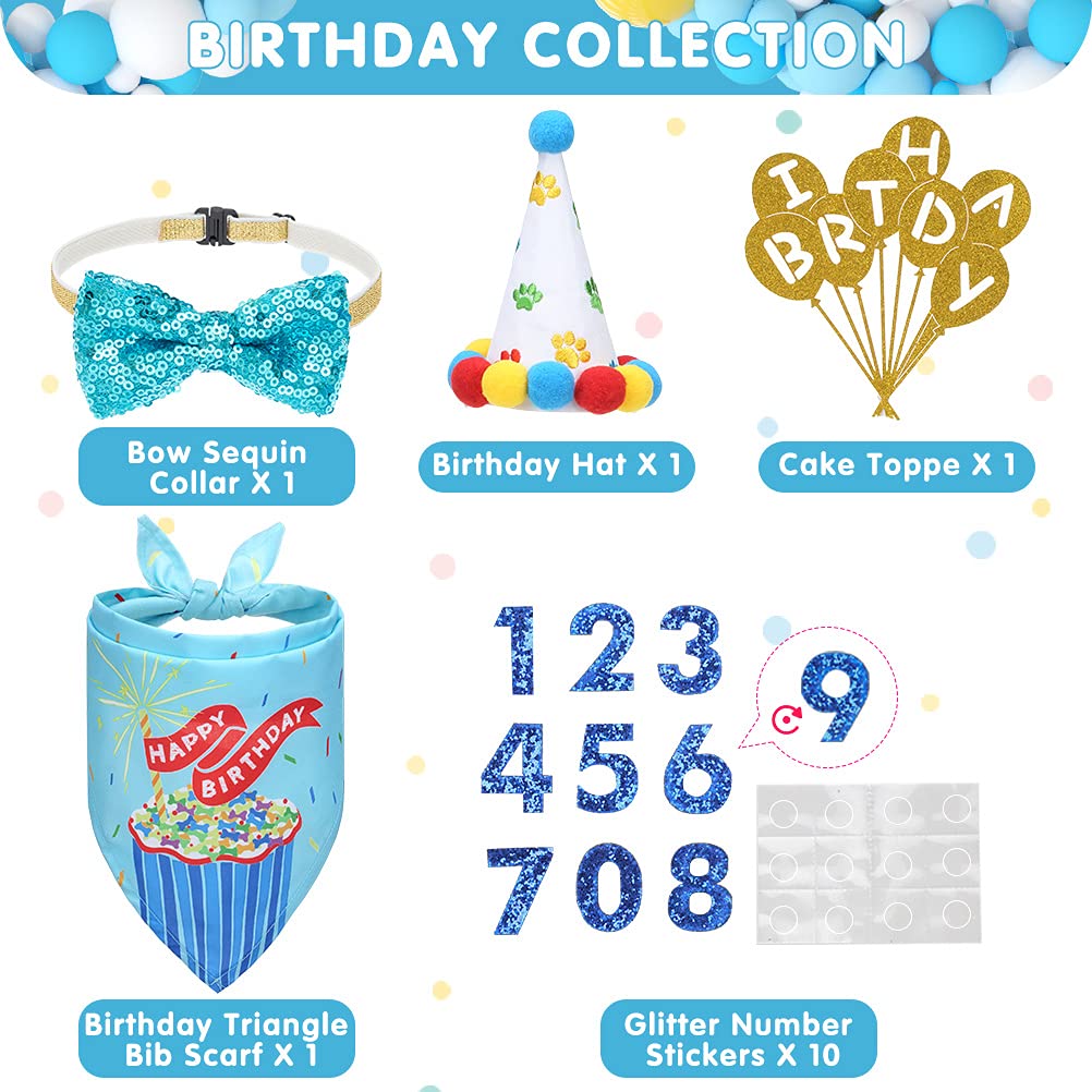 **EXPAWLORER 5-in-1 Dog Birthday Party Supplies Set – Cute Dog Birthday Hat, Bandana, Collar & Decorations – Perfect Pet Gifts for Puppy Birthday Celebrations, Photo Shoots & Special Occasions**